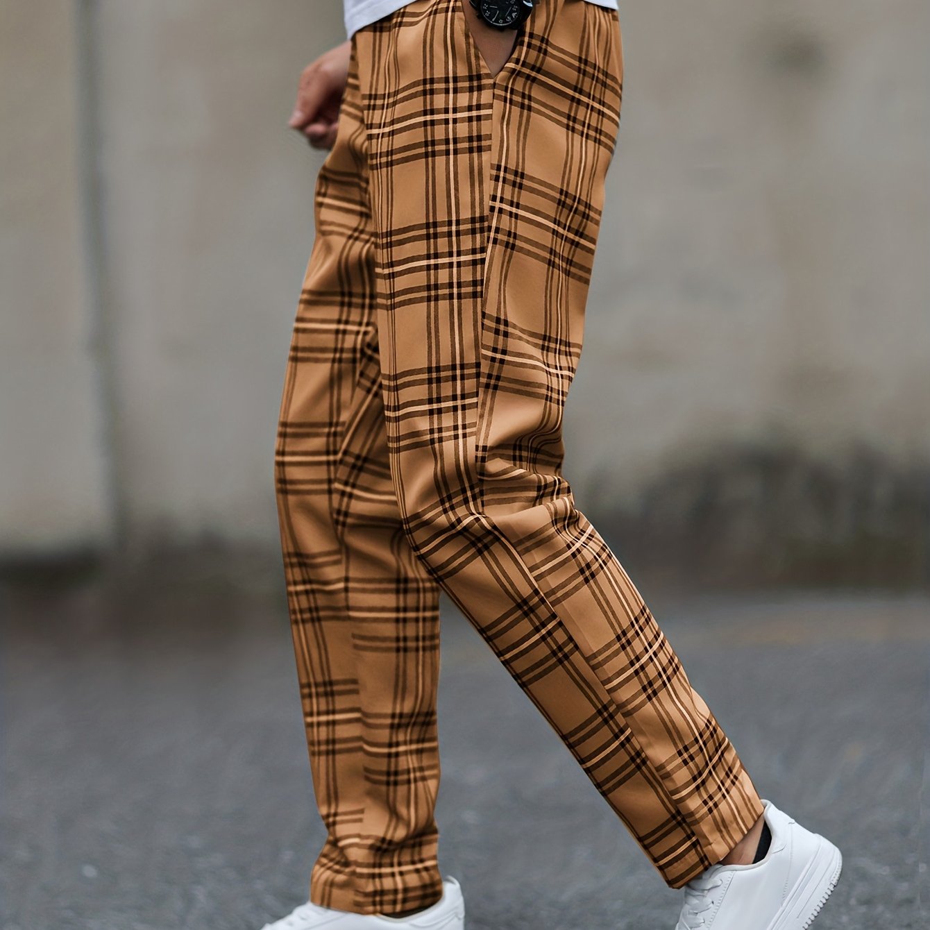 mens casual trousers non stretch formal everyday pants Temu