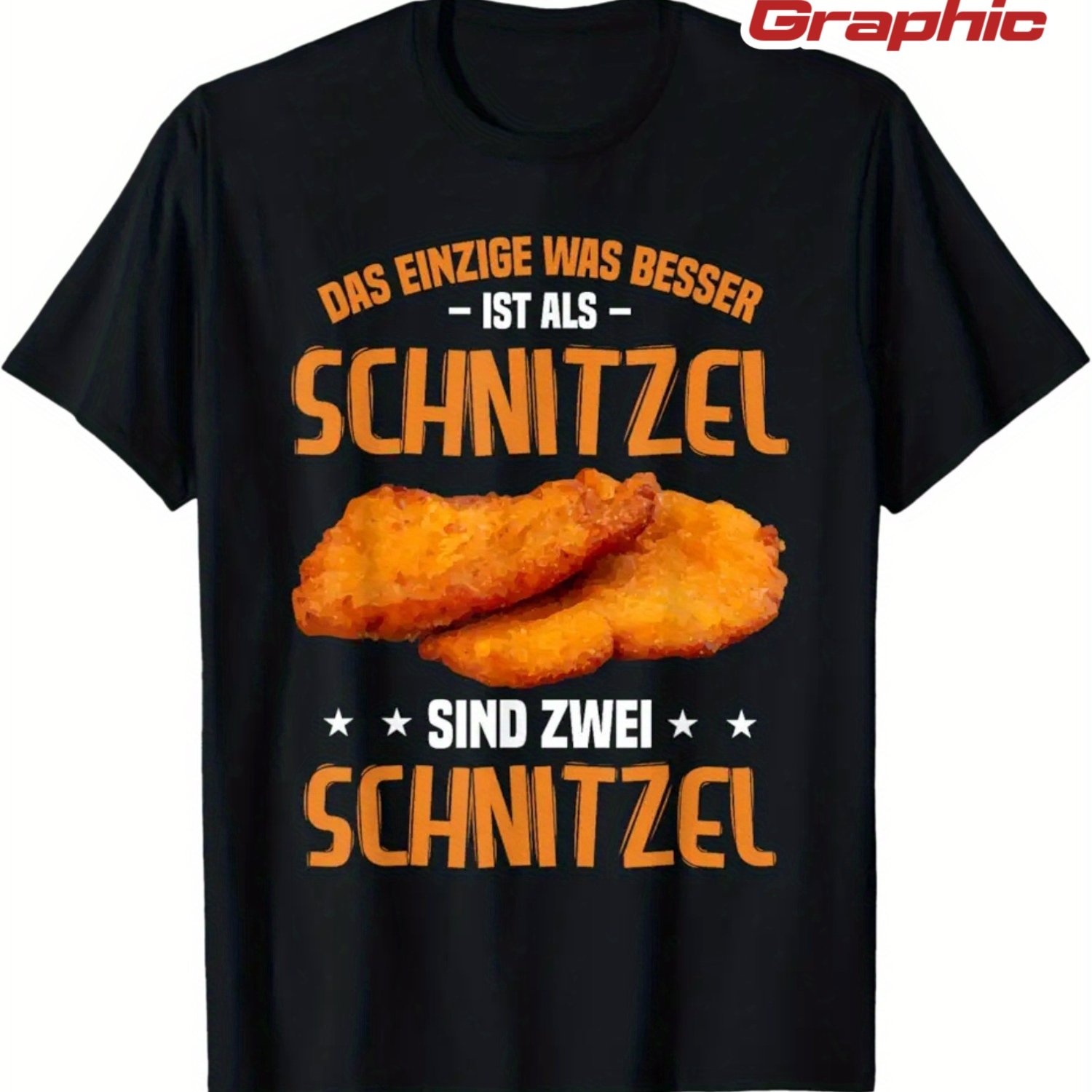 Image of Funny German Saying T-shirt | Party Outfit With & Graphic - Unisex Fit Short Sleeve Tee For - Black With Orange Print - Ideal Gift For Cuisine Fans & German Enthusi