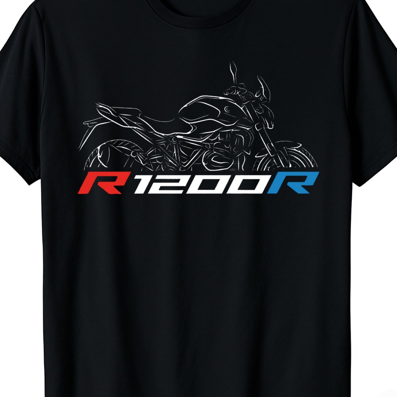 Motorcycle R1200r Design Black Crew Neck Daily Casual T Shirt Short Sleeve Tee