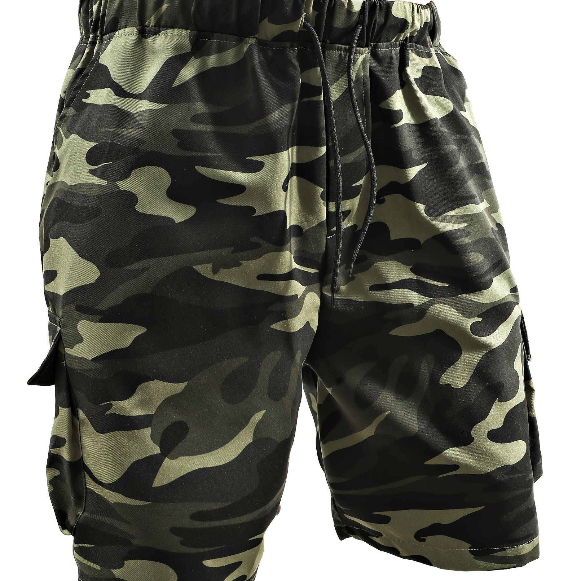 Image of Men's New Arrival Plus Size Summer Cargo Pants Fashion Camouflage Dual Pouch Three-dimensional Sports Pants Outdoor Hiking Trousers, Plus Size
