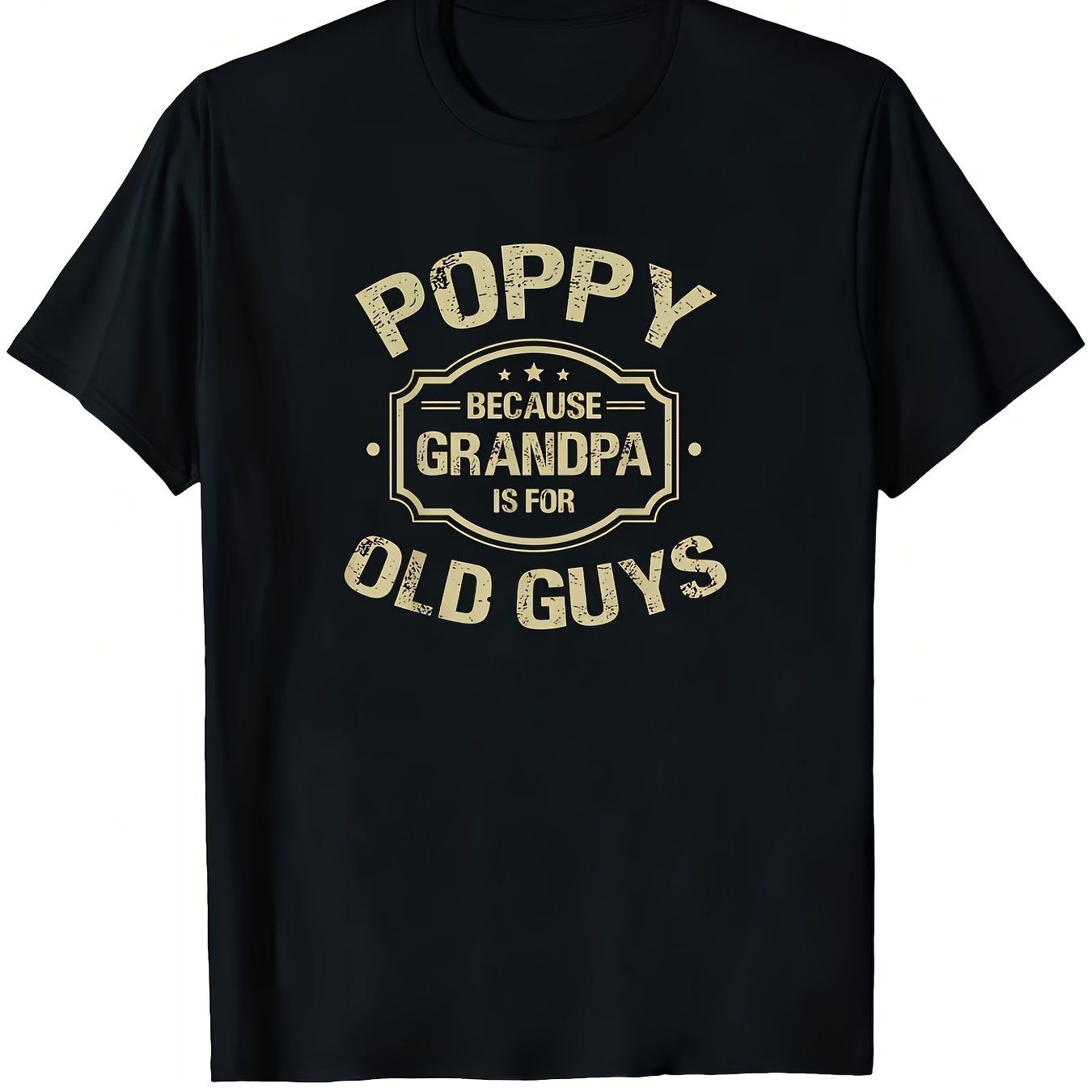 TEMU Funny Grandpa T-shirt - Poppy Grandpa Is For Old Guys Vintage Graphic Tee, Suitable For Outdoor Or Casual Wear