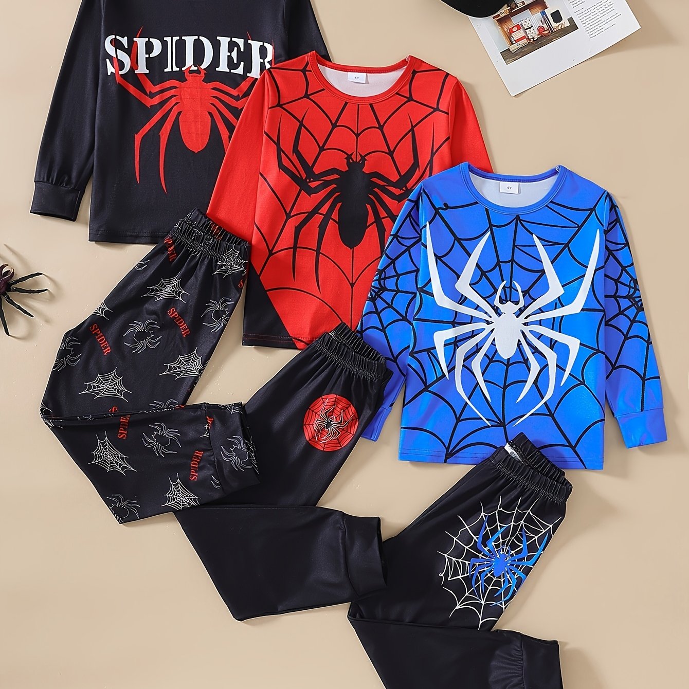 TEMU 3 Sets 1 Set Random, 2025 Autumn Winter New Arrival, Long Sleeve And Long Pants Warm Set, Printed With Cartoon Animal Patterns, Comfortable And