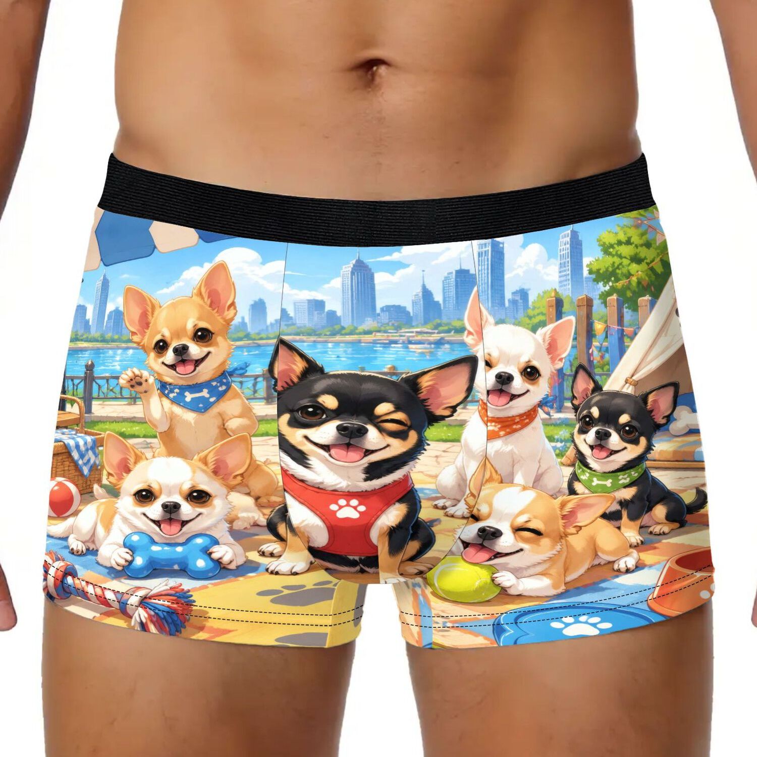 TEMU 2d Print Design Chihuahua Playtime 's Underwear, , Machine Washable, , Suitable For Daily Wear & Gifts