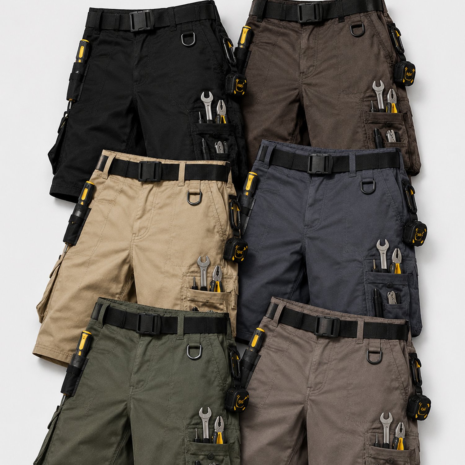 Image of 1 Pair Of Men's Work Shorts, Multi-pocket Utility Shorts, Wrinkle-resistant And Durable Long-lasting Shorts, Suitable For Running, Travel, And Hiking, Men's Golf And Fishing Shorts (belt Not Included)