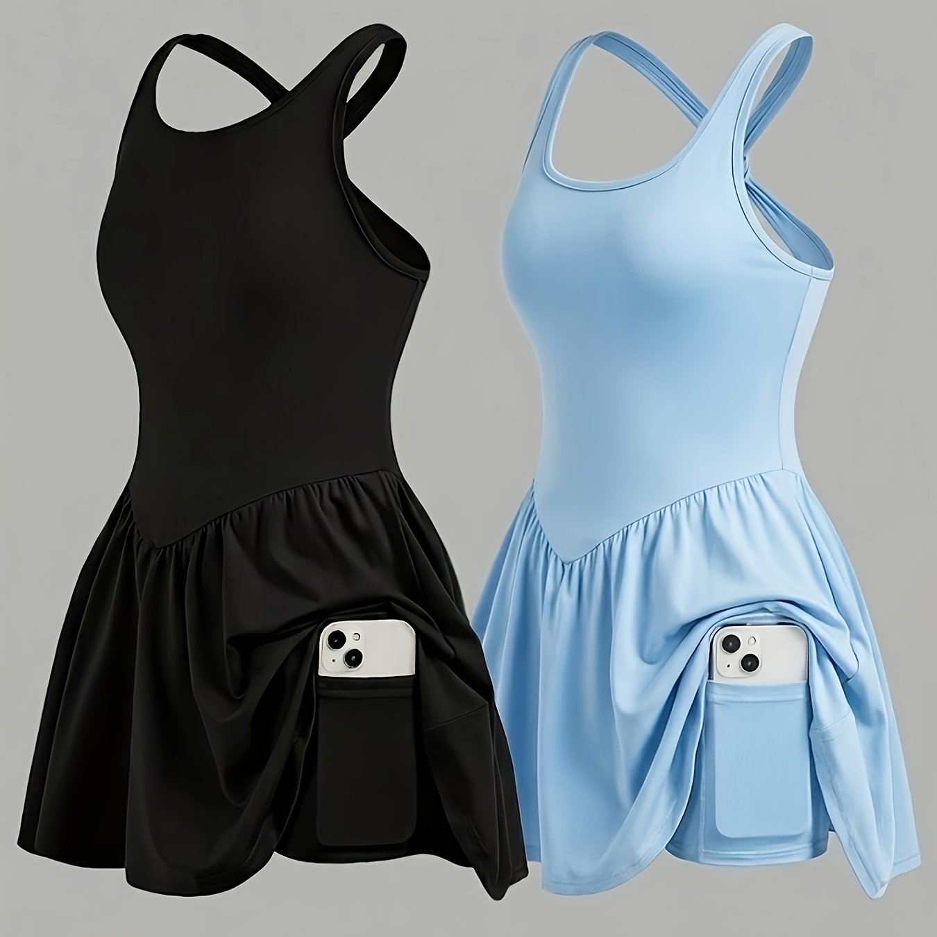 TEMU Damen-Shortsrock mit integrierten Shorts, Twist-Back-Design & – Linienförmig, geeignet für Training, Squash, Freizeitkleidung –