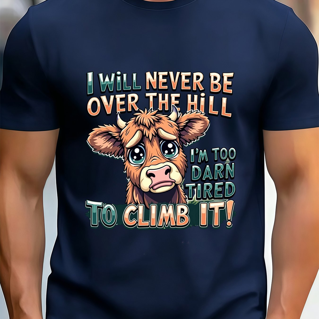 TEMU Men's Cow Graphic T-shirt - Humorous Farm Animal Design, Soft And Breathable, 100% Polyester Fiber, Crew Neck, Short Sleeve Statement T-shirt,