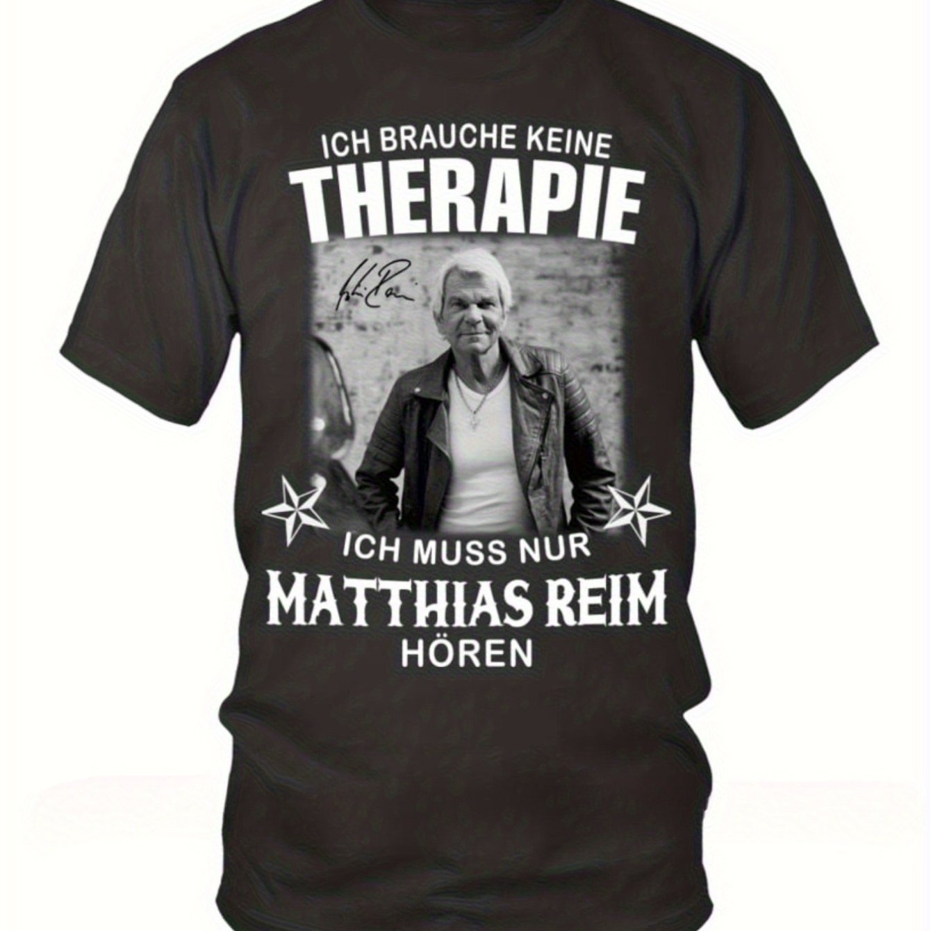 Reim 80s Retro German Pop Icon T-shirt Signature And Song Lyrics Print ('t Need Therapy) 100% Unisex Vintage Concert Tee For Men And Women, 80s Gift, Casual Wear And Bohemian Style