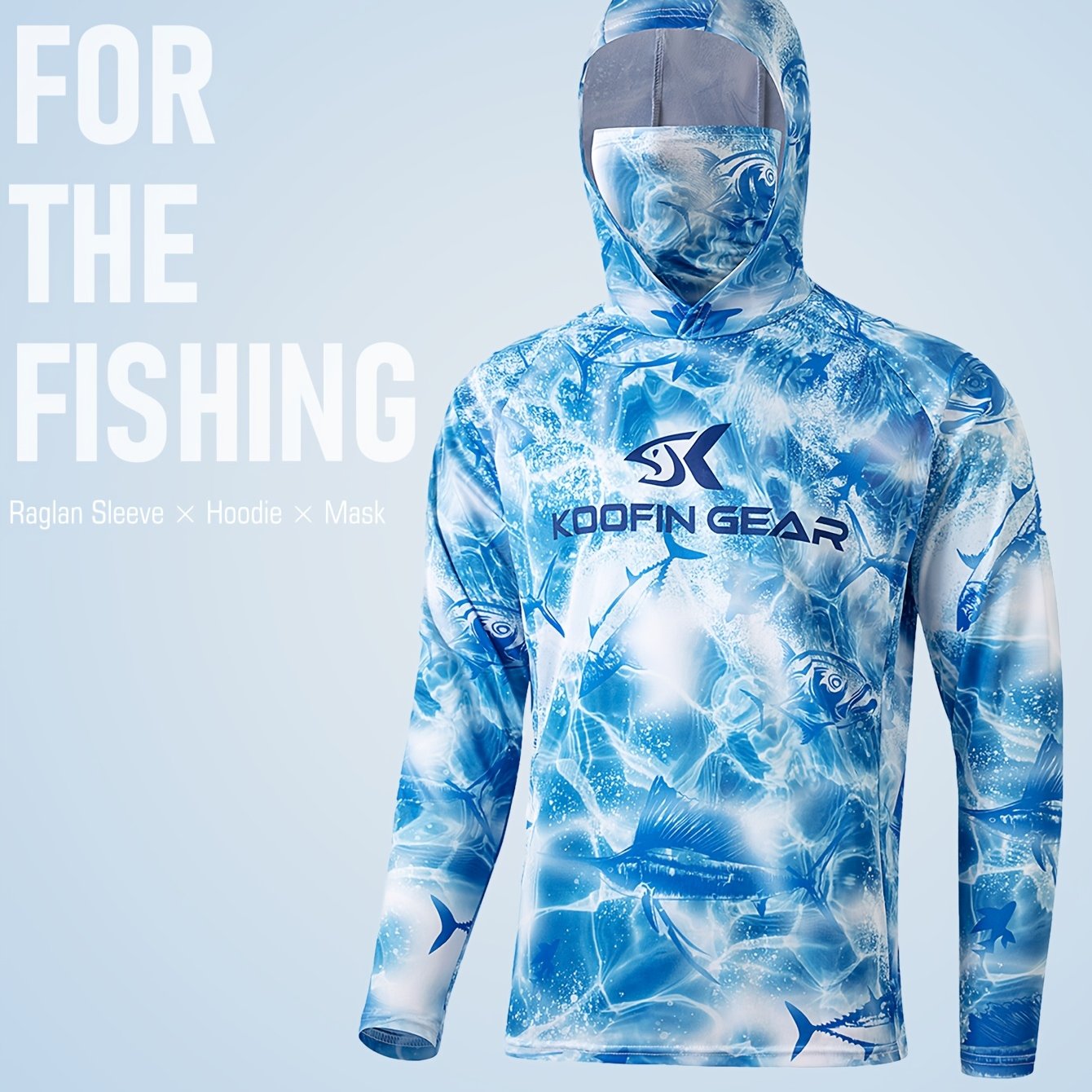 TEMU Men's High-performance Hooded Fishing Shirt With Built-in Gaiter - Breathable, Moisture-wicking Polyester Fabric, , Ideal For All , Fishing Gear
