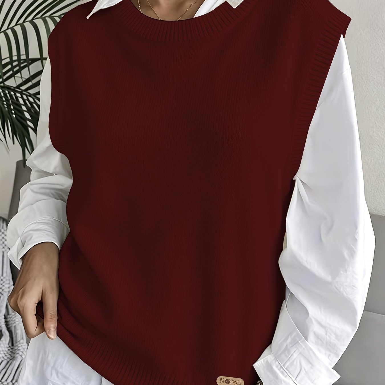 TEMU Women's Vest Sweater, Suitable For , Worn Alone Or Layered, Featuring A Beautiful Print, Slightly Stretchy Sleeveless , Fashionable, Trendy, And