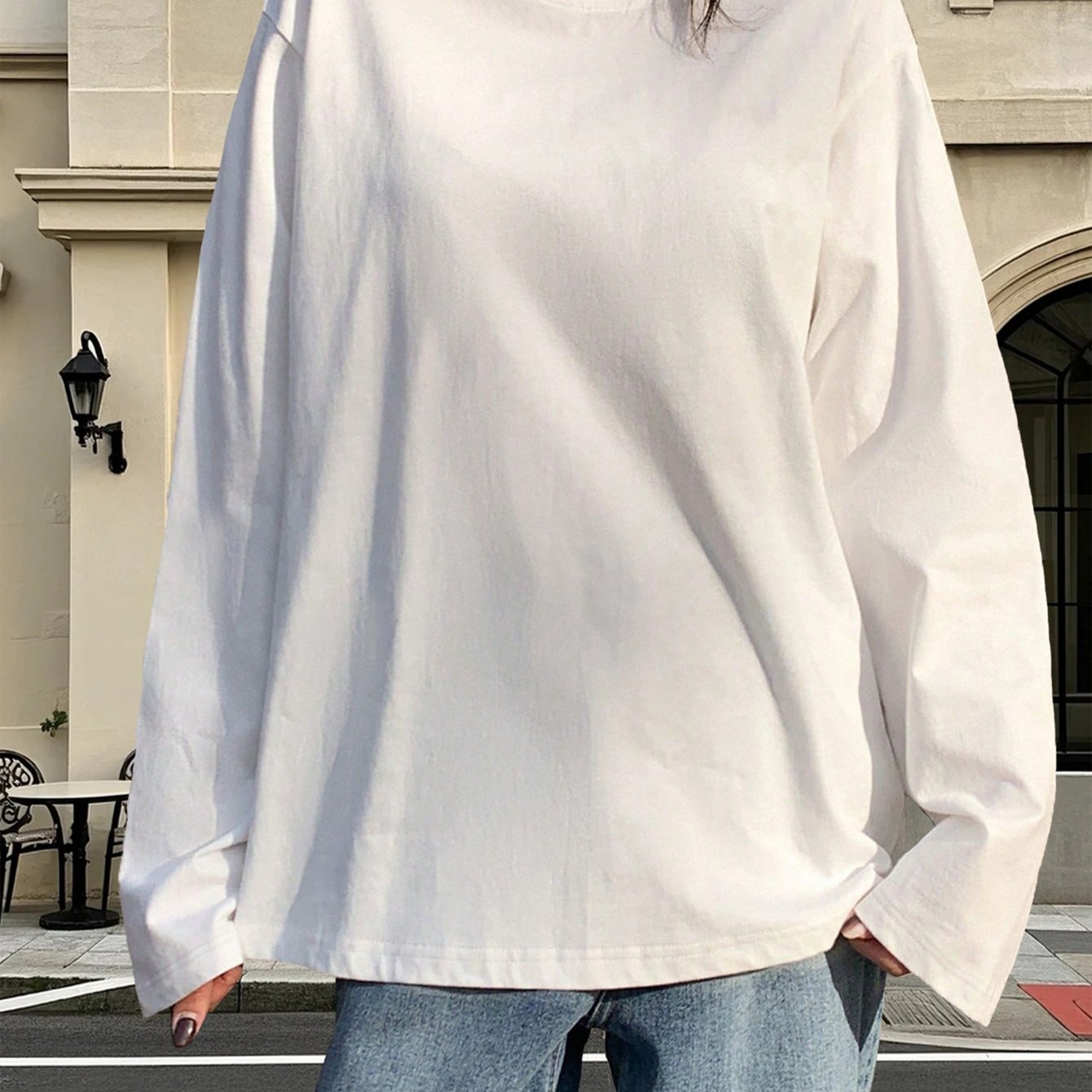 TEMU Women's New Casual Long-sleeve T-shirt - Soft And Skin-friendly Fabric, Solid Color That's Versatile And Never Goes . Pairs Well With Casual