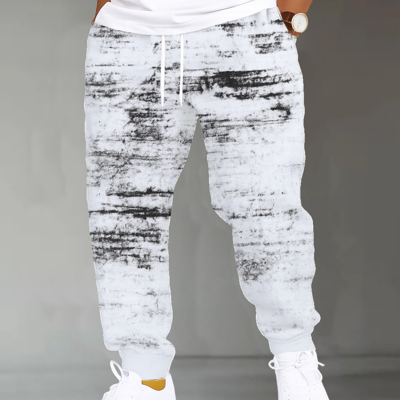 TEMU Men's Casual Athletic Pants | Fashionable Hip-hop Style, Elastic Fabric, Regular Fit, Wear
