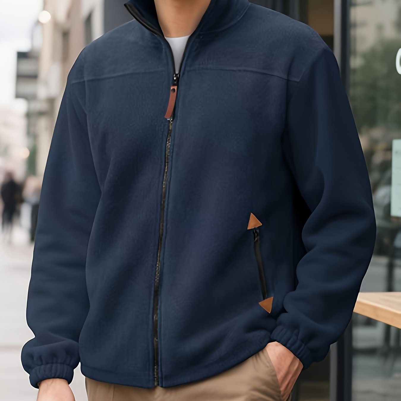 TEMU Men's Casual Stand Collar Full-zip Minimalist Fashion Sweatshirt