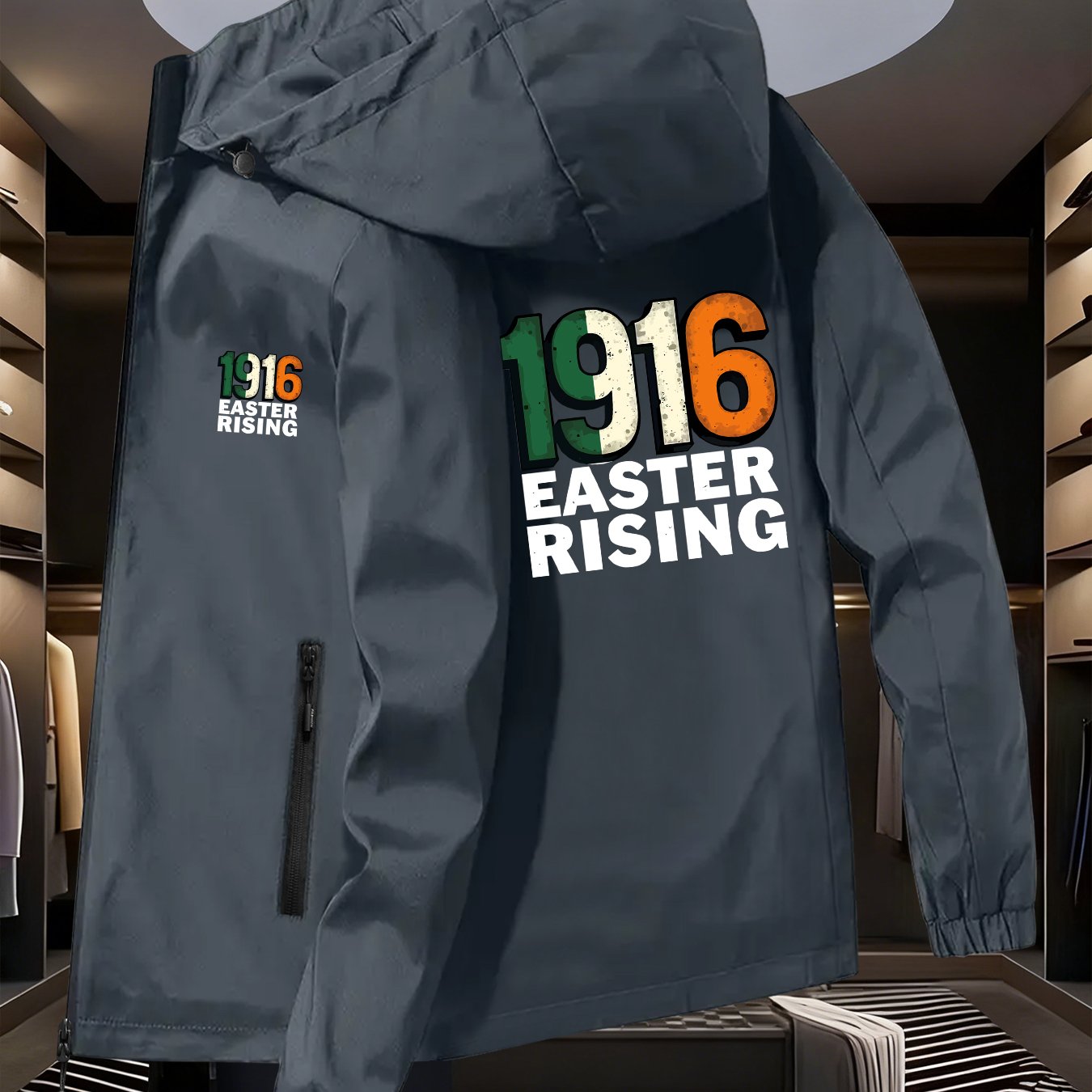 TEMU A Lightweight And Durable Outer Jacket Suitable For Outdoor Hiking, Featuring Elements From The 1916 Easter Rising Design, Perfect For And