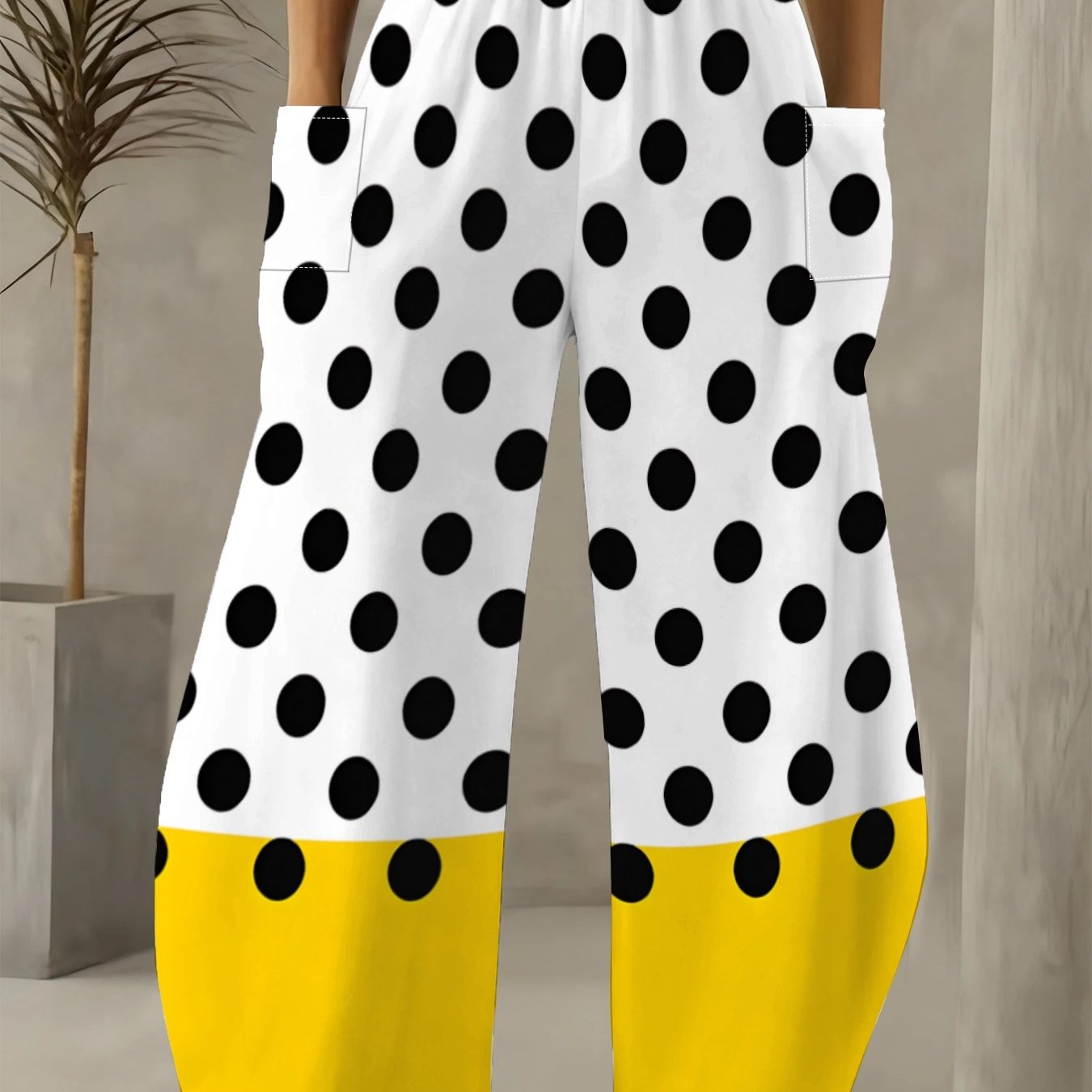 TEMU -block Polka Dot Wide-leg Pants, Loose And Fit, Classic Polka Dots   Edges, Easy And Fashionable, Easy To Match And Easy To Create A !