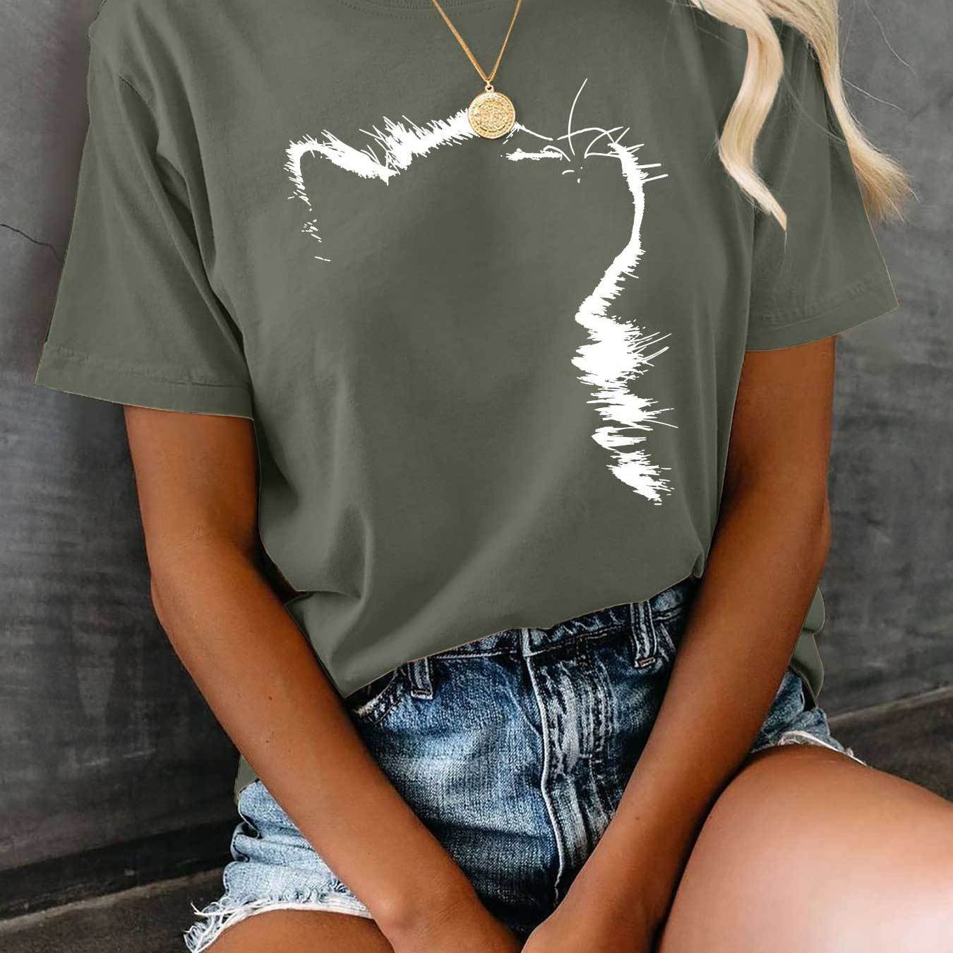 Graphic Print T-shirt, Short Sleeve Crew Neck Casual Top For Summer And Spring, Women's Clothing