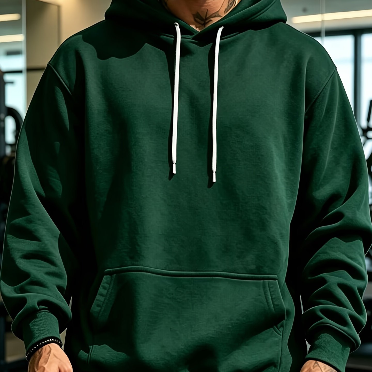 TEMU Men's Casual Sports Hooded Sweatshirt, Easy Solid Color Versatile Pullover Hoodie, Suitable For Daily Commute, , And Casual Sports, Autumn