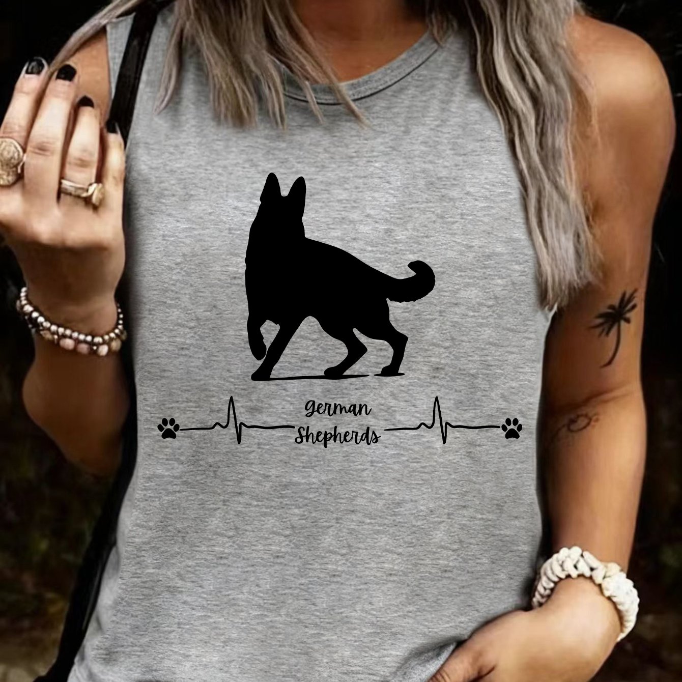 TEMU Women's German Shepherd Print Sleeveless Tank Top - Y2k Style Loose Fit Summer Blouse German Shepherds Suitable For German Shepherd Lovers Gift,
