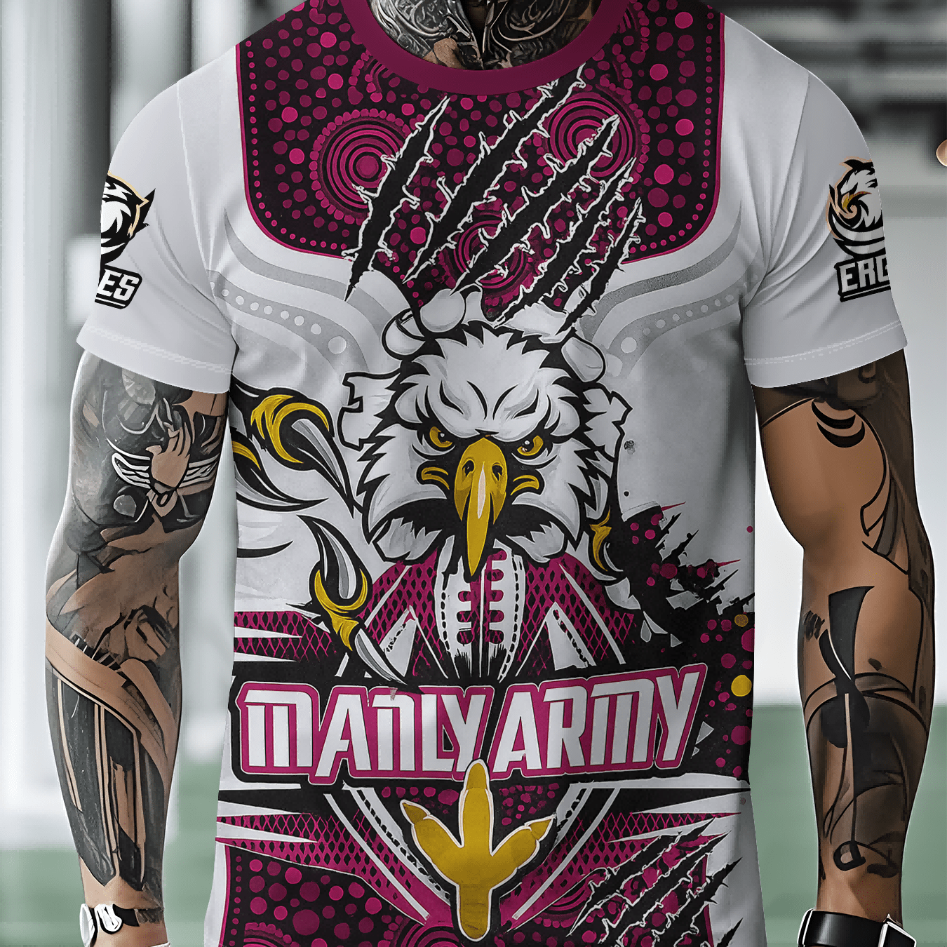 TEMU Men's Casual Sports Outdoor T-shirt - Polyester Breathable Mesh Fabric, Geometric Pattern, Travel, Machine Washable, Suitable For