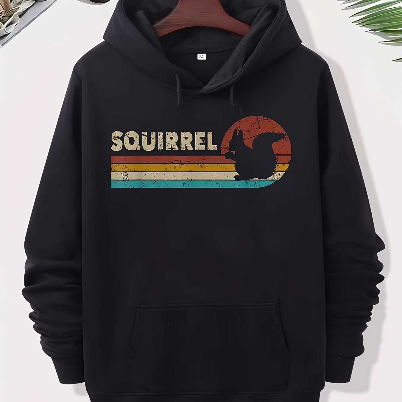 TEMU Men's Retro Vintage Hoodie - Silhouette Sunset Graphic Pullover | Soft Streetwear Sweatshirt - Regular Fit Casual Attire - Machine Washable,