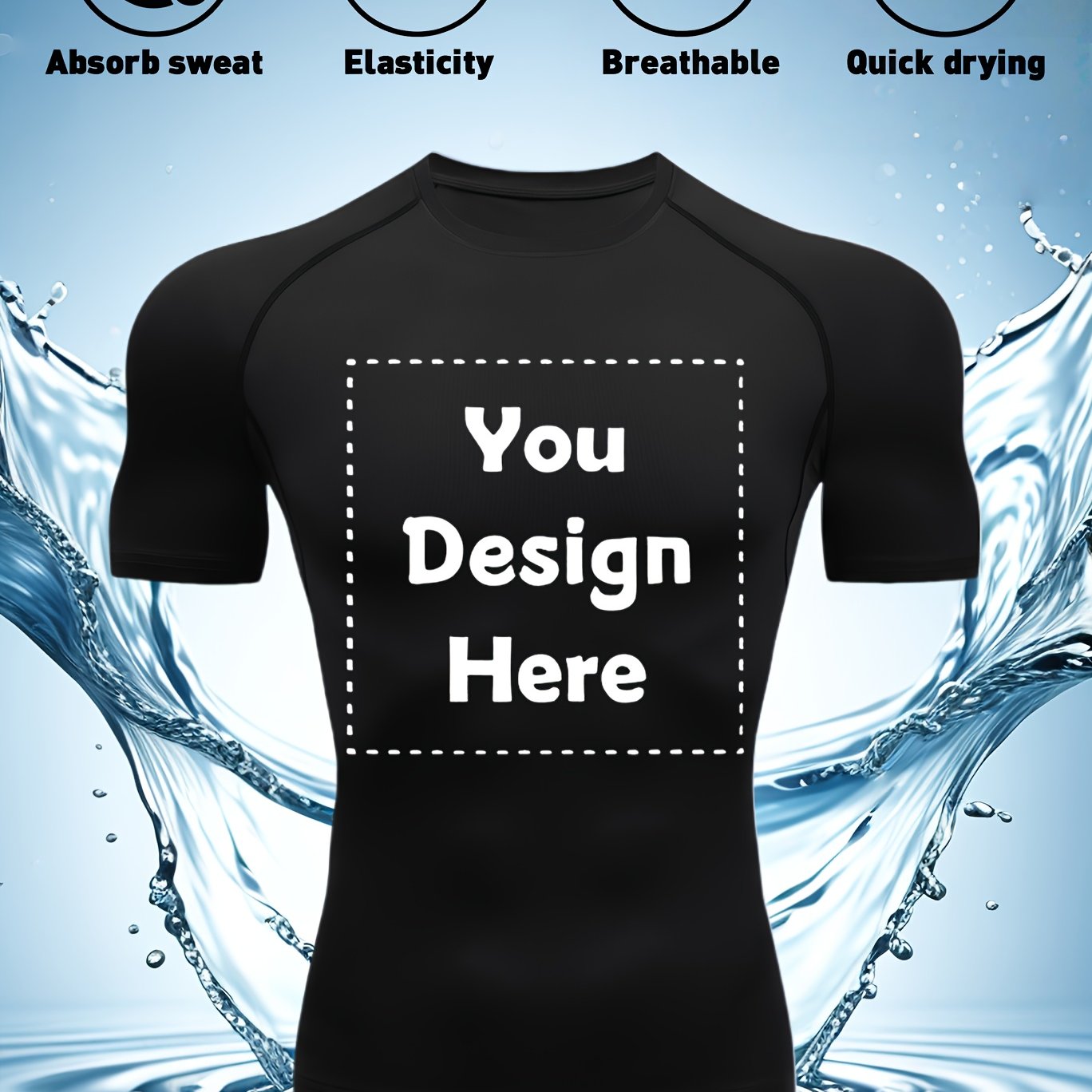 TEMU Haut de sous-vêtement de sport et de fitness personnalisé à séchage rapide pour homme et - Mélange polyester et élasthanne très extensible et