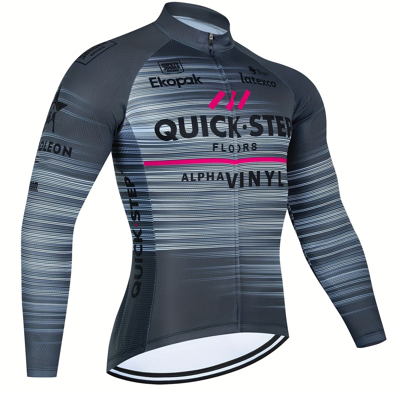 Image of New Arrival Men Long Sleeve Cycling Jersey Summer Outdoor Street Wear Full Print Pattern Fashion Versatile Thin Stripe Race Bike Top