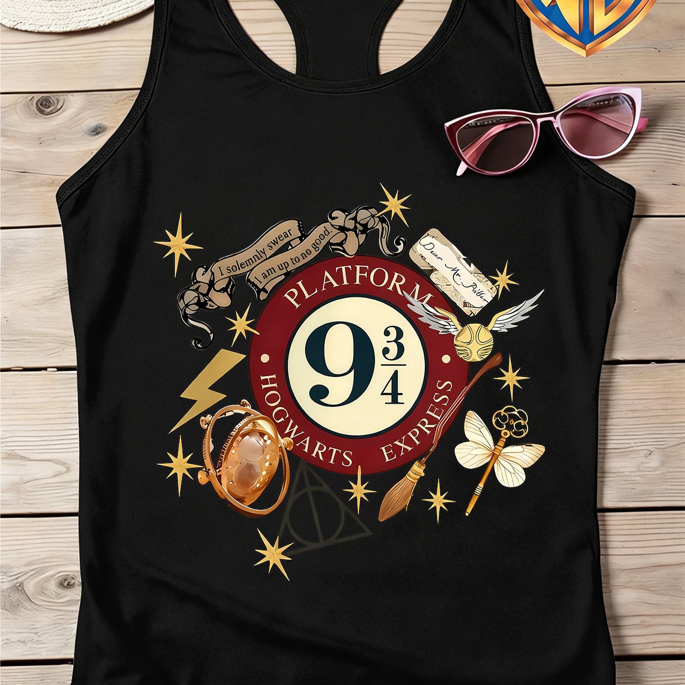 TEMU Warner . Official Licensed - And Summer Women's Crew Neck Tank Top, Harry Potter Theme Print, Easy And Fashionable, Y2k Style, Suitable For ,