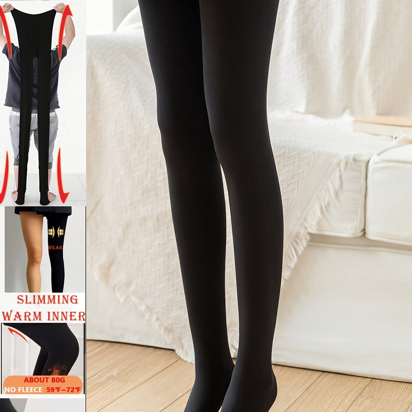 TEMU 1 Pair Women's Thickened Thermal Sleep Pants/loungewear With Sheer-effect Look For Outer Wear. Options Include Black And Coffee. Women's