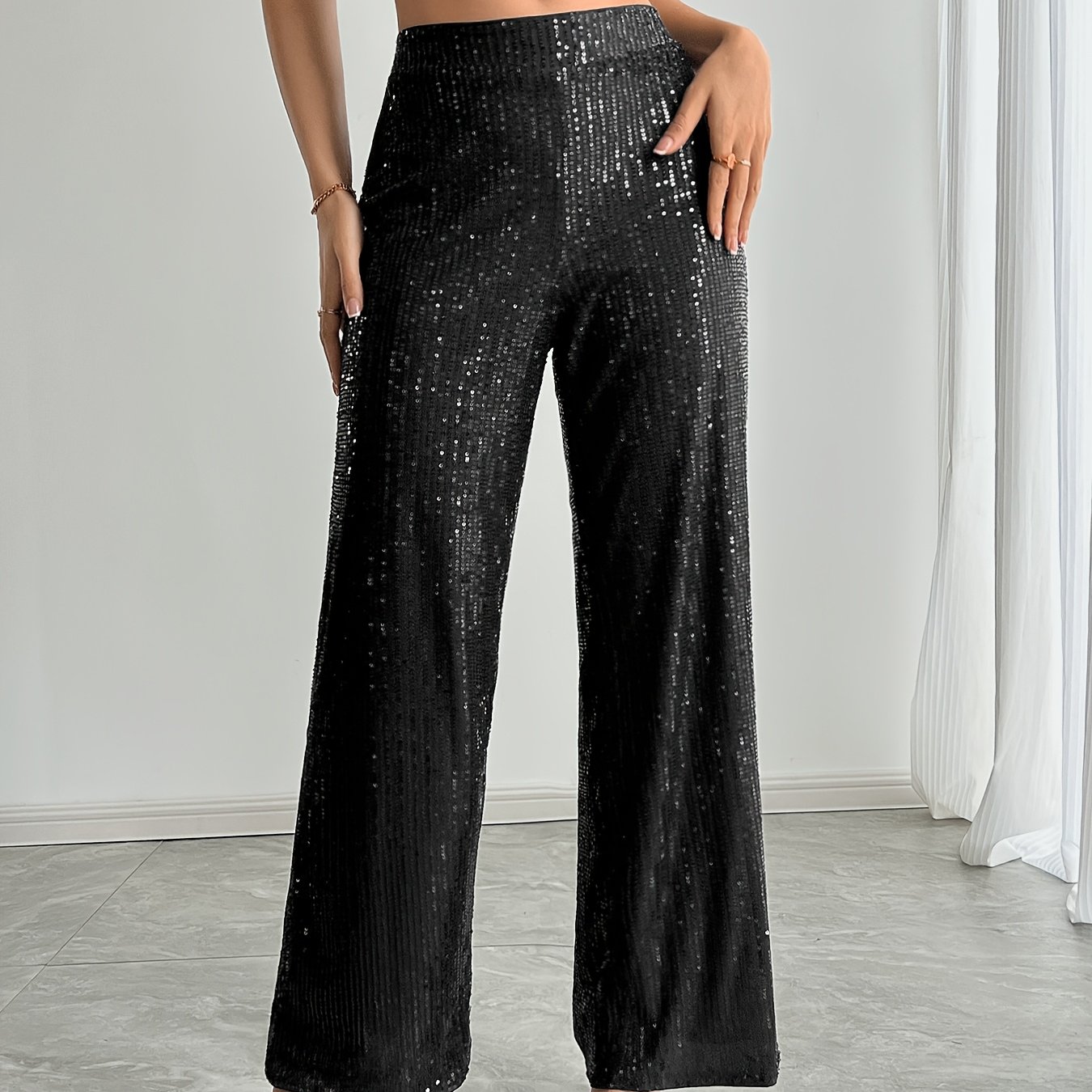 Sequined Fashion Wide-leg Pants