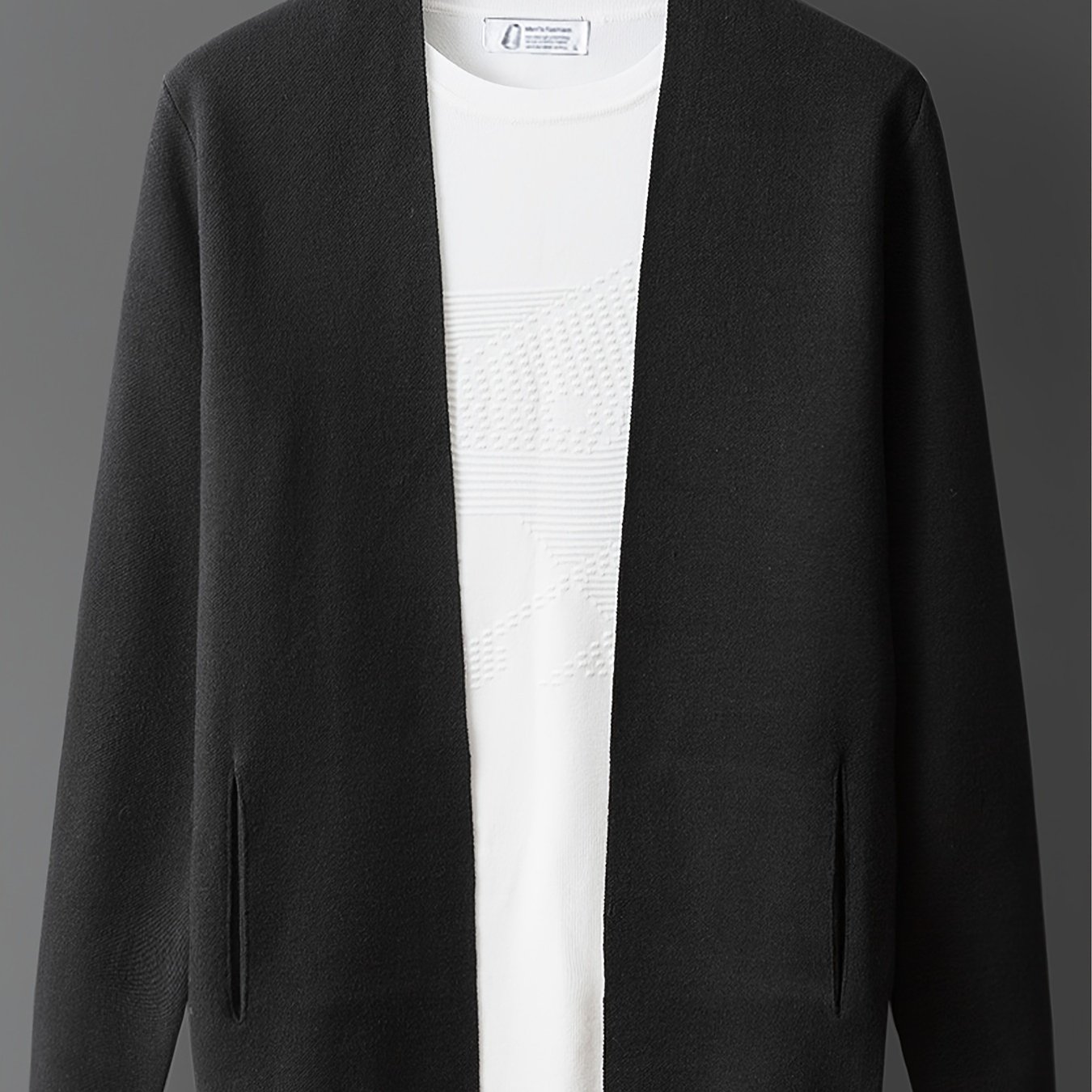 TEMU Men's Knitted Cardigan Sweater Jacket, Solid Color Pullover For Spring/autumn, Slim Fit Outerwear For Young And Middle-aged Men, Trendy Spring