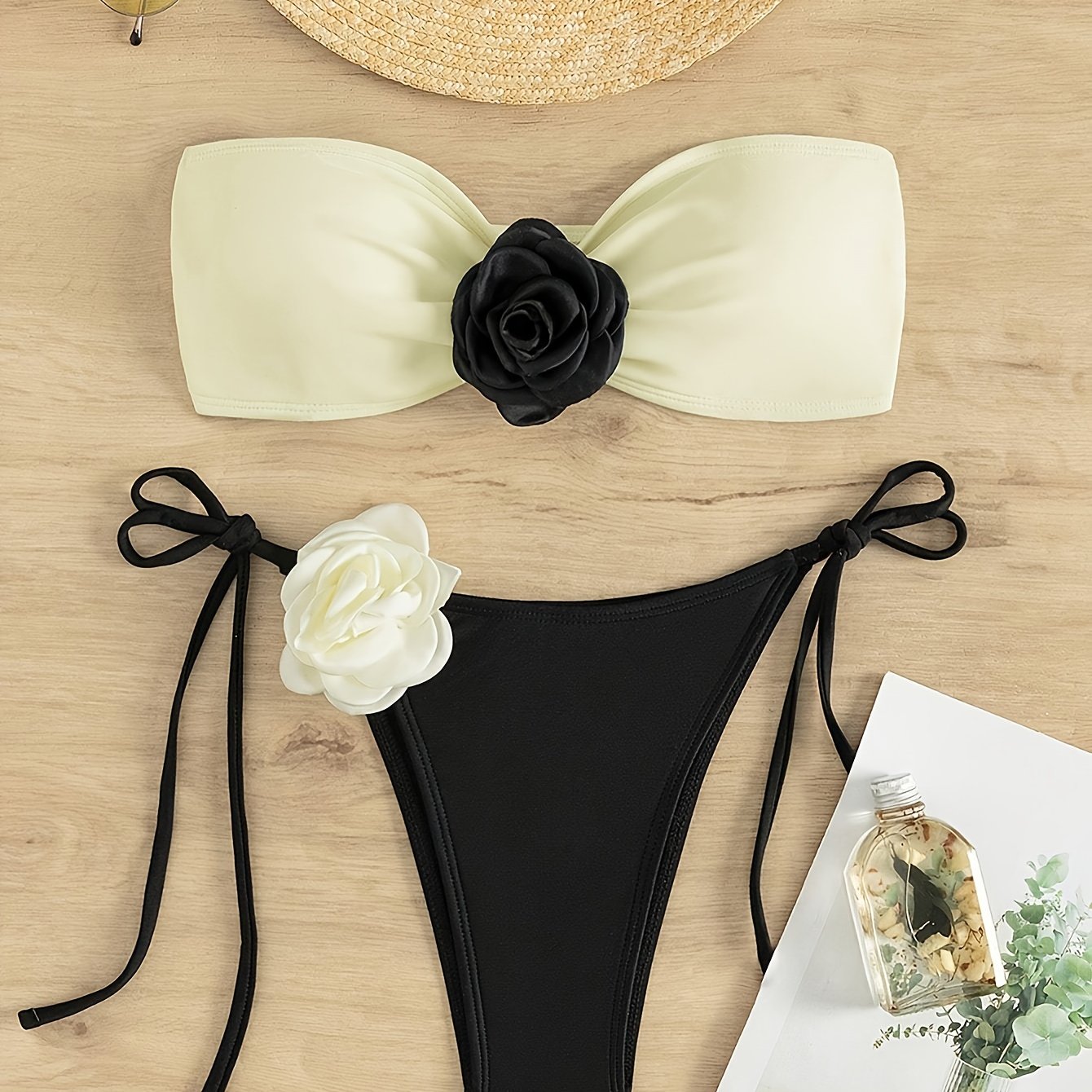 3d Flower Applique One Shoulder Swimsuit - Temu