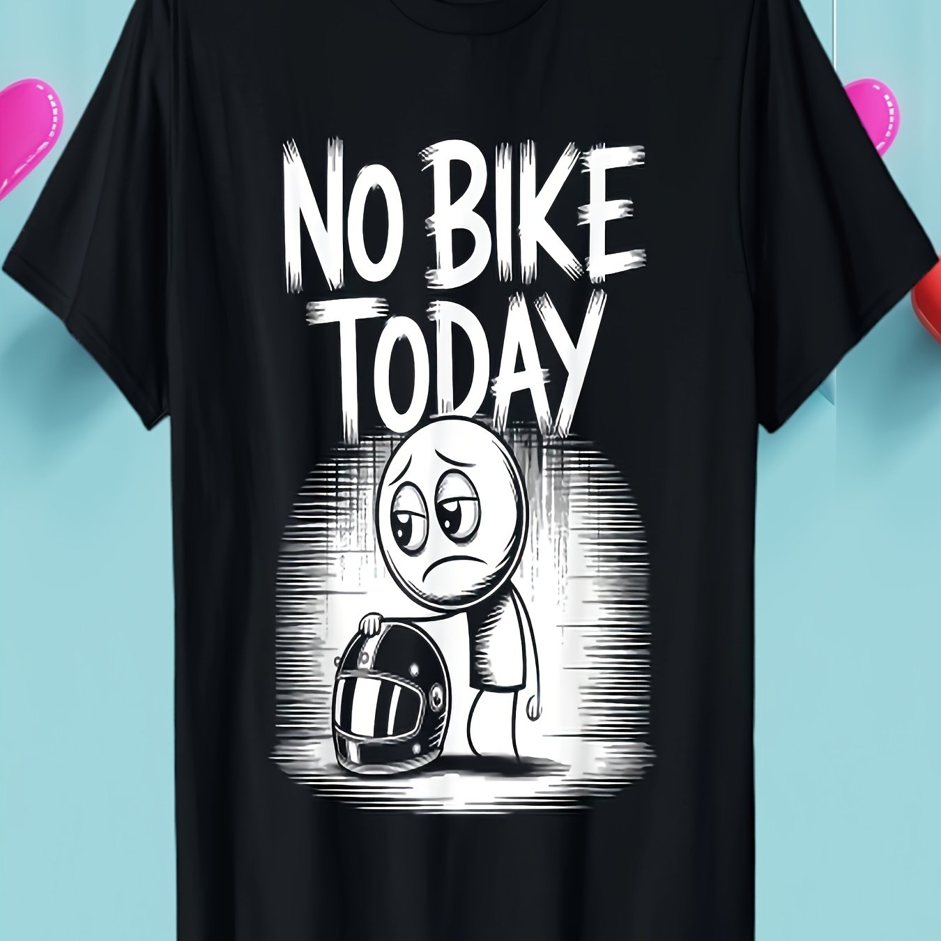 TEMU Men's Funny No Bike Today Biking T-shirt - Humorous Gift Suitable For Costume Parties Outdoor Men's Fun Pattern Street Casual Fashion Style Pure