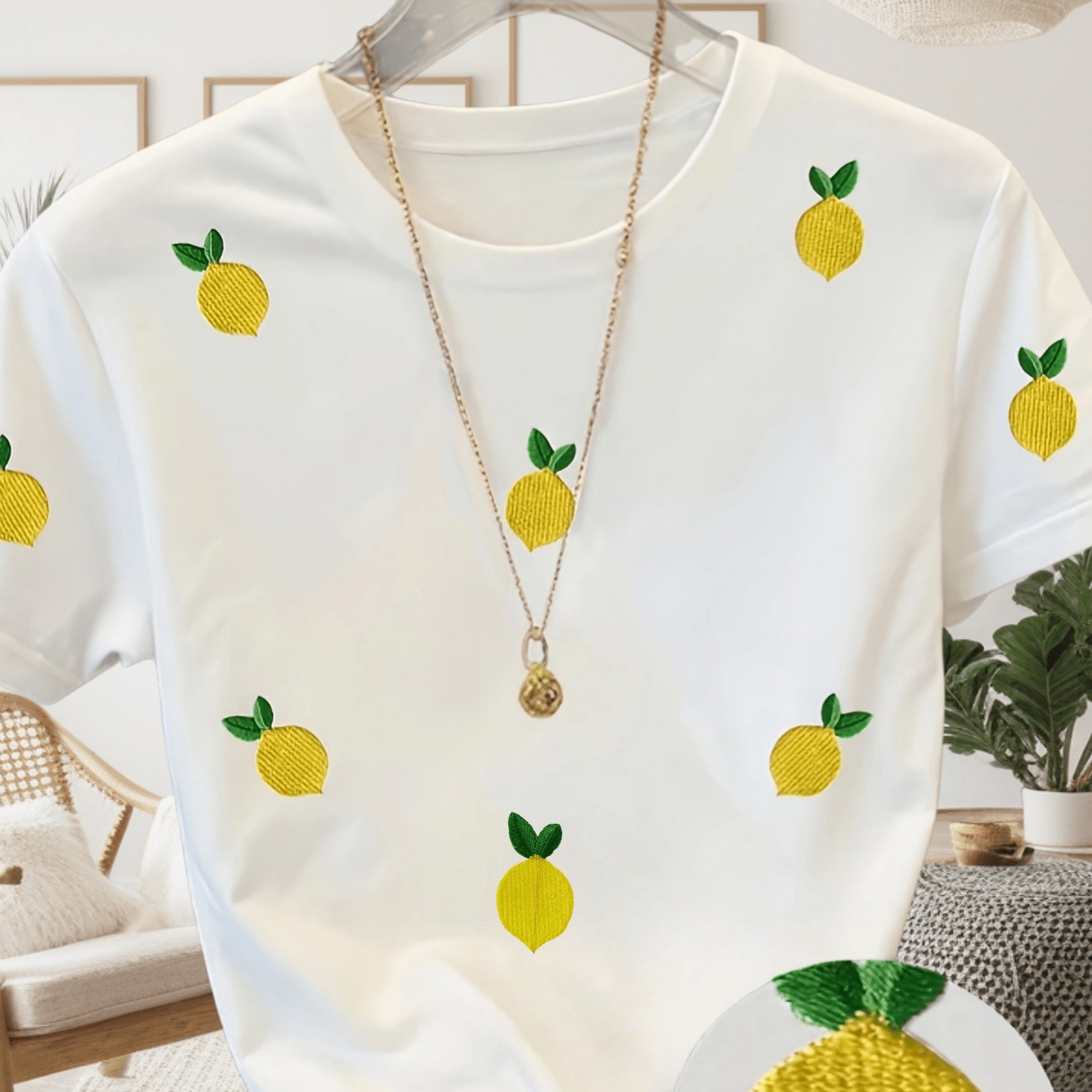 E-shop Damen Freizeitmode T-Shirt mit Stickerei, Frucht-/Kirschmuster