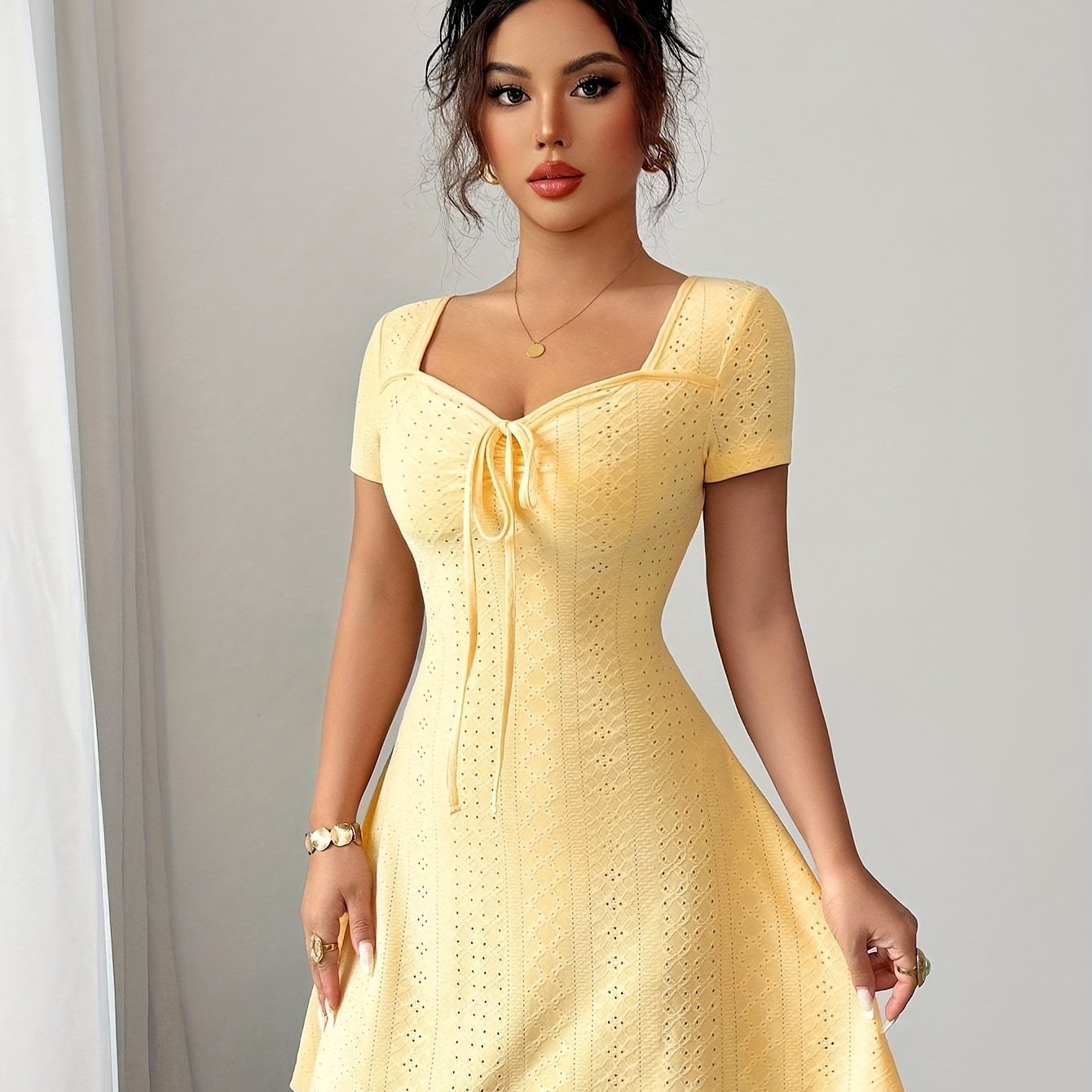 TEMU Women's Summer Jacquard Sexy Slim Fit Mini Dress