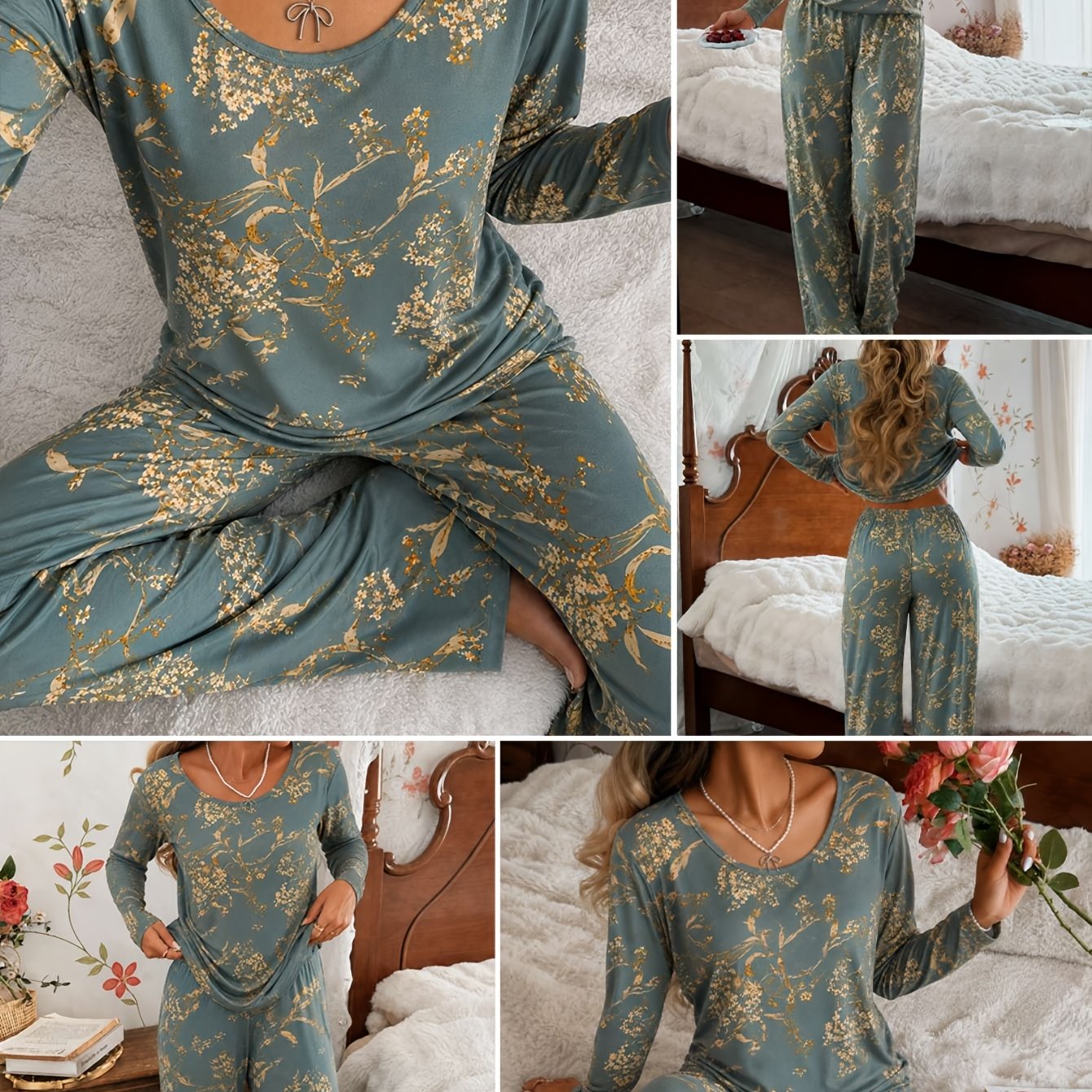 TEMU Set Pigiama e Loungewear da Donna 2 Pezzi, Abbigliamento da Casual Estate , Set da Casa, per Uso , Set Pigiama a Tema , Top a Maniche Lunghe e