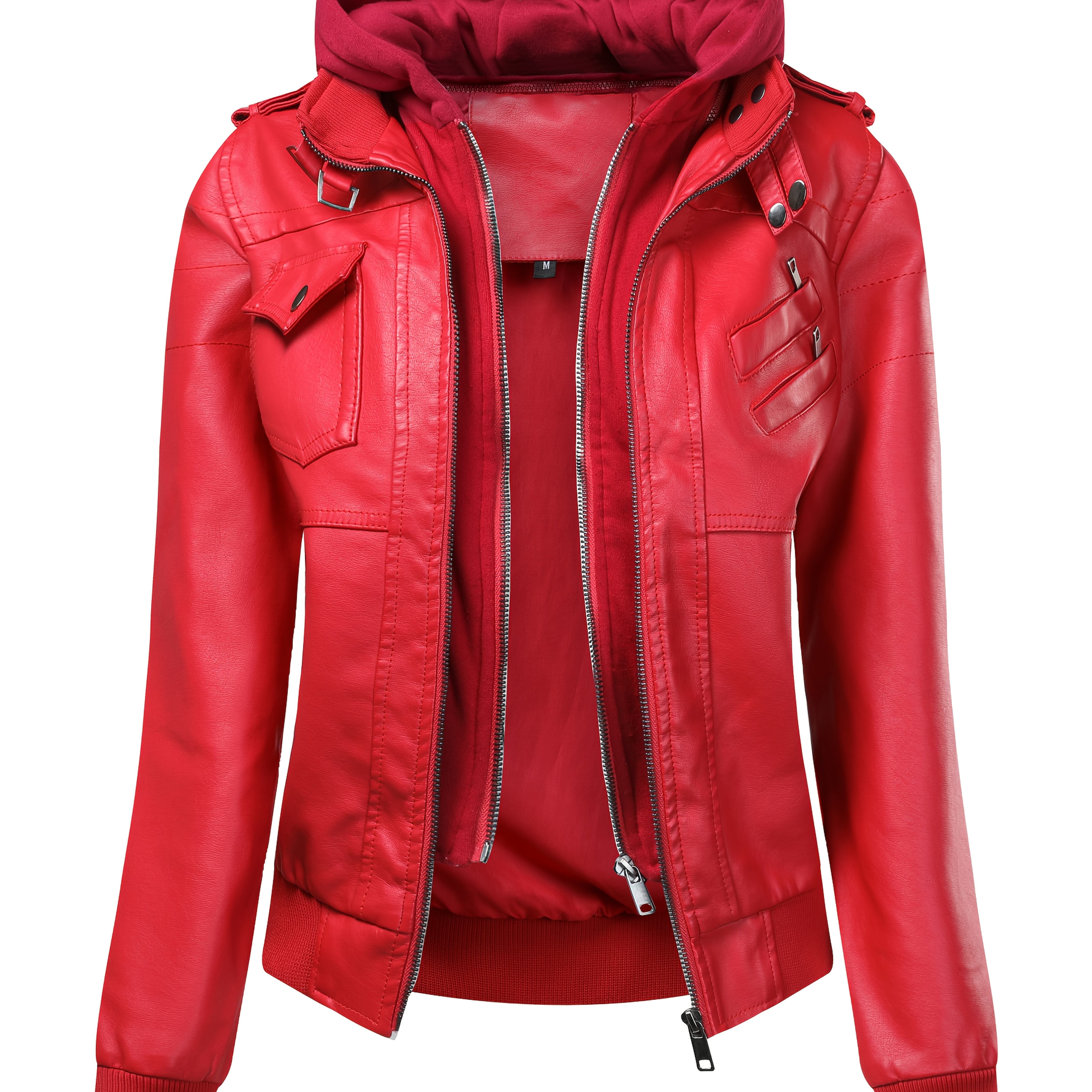Women's Hooded Jacket Coat Pu Elegant Top For Spring, Autumn, And Winter