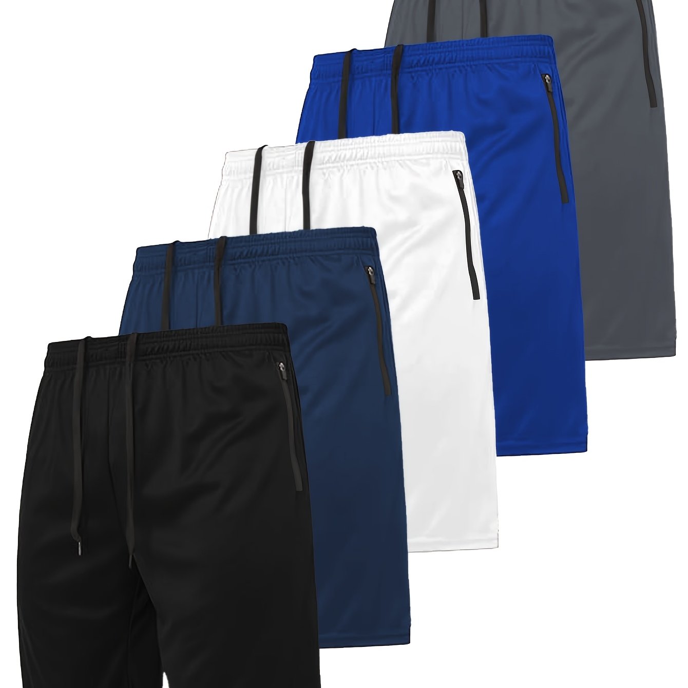 TEMU 5pcs Men' Color Quick Drying Shorts, Casual Slightly Elastic Waist Drawstring Shorts With , Suitable For , Gym, Outdoor Leisure Exercise And