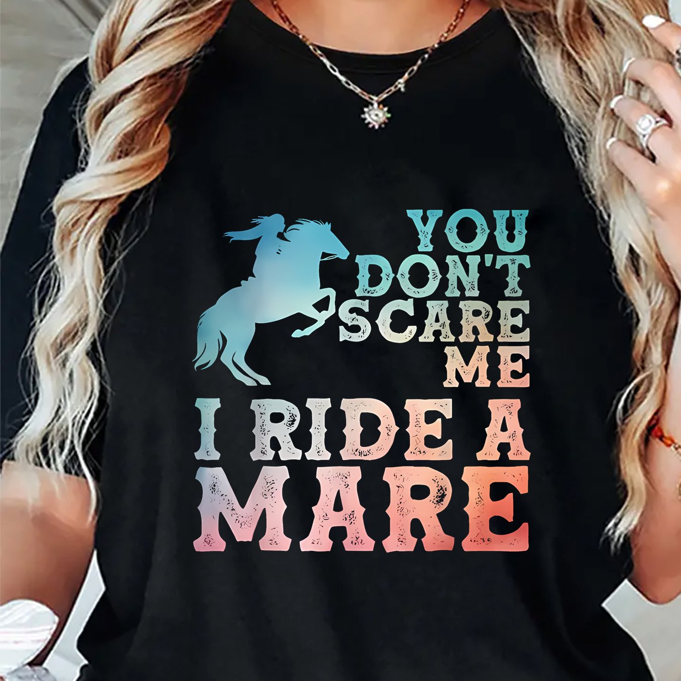 TEMU Horse Riding Printâwomen's Fashion Casual And Sports Style T-shirt