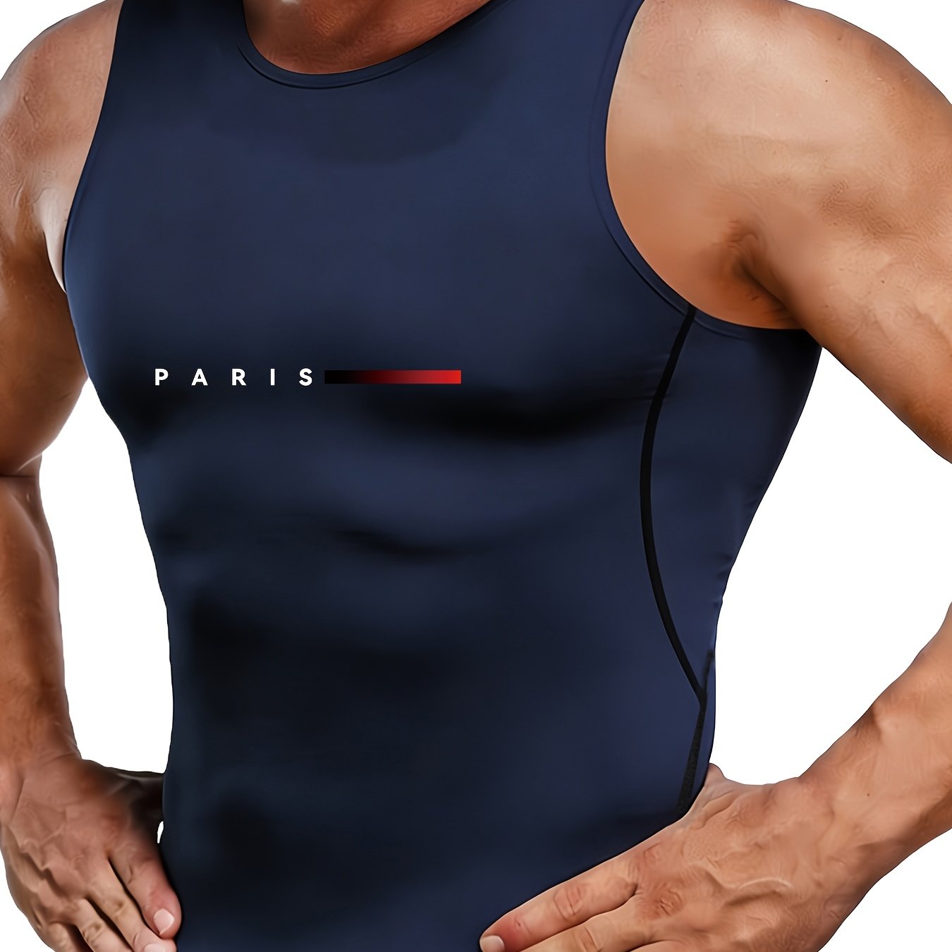 TEMU Men's Compression Shaping Vest | Slimming And Slimming Style, Use, , Sports, Breathable Sleeveless Training Daily Versatile Print Athletic