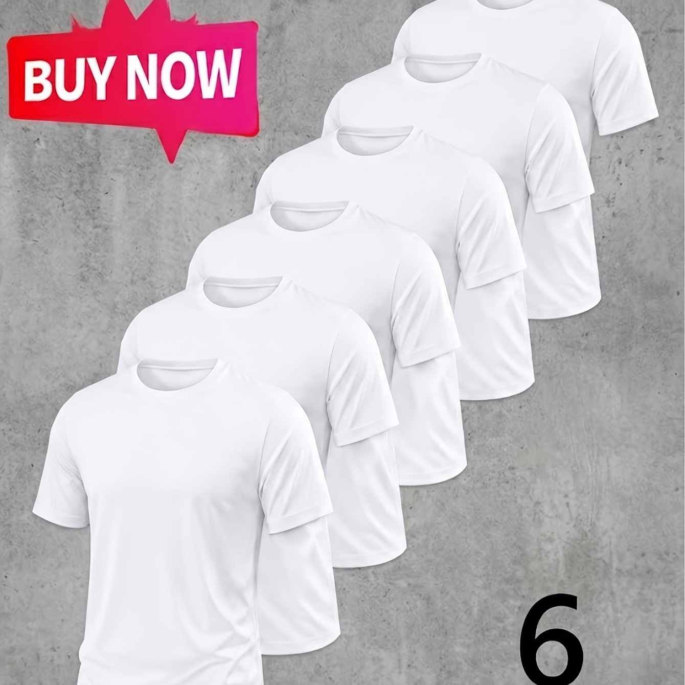TEMU 6pcs Men's Short-sleeved T-shirts: Crew Neck, Soft Fabric. Breathable, Quick-drying, Sweat-absorbent, Durable, Regular Fit. Classic And Stylish