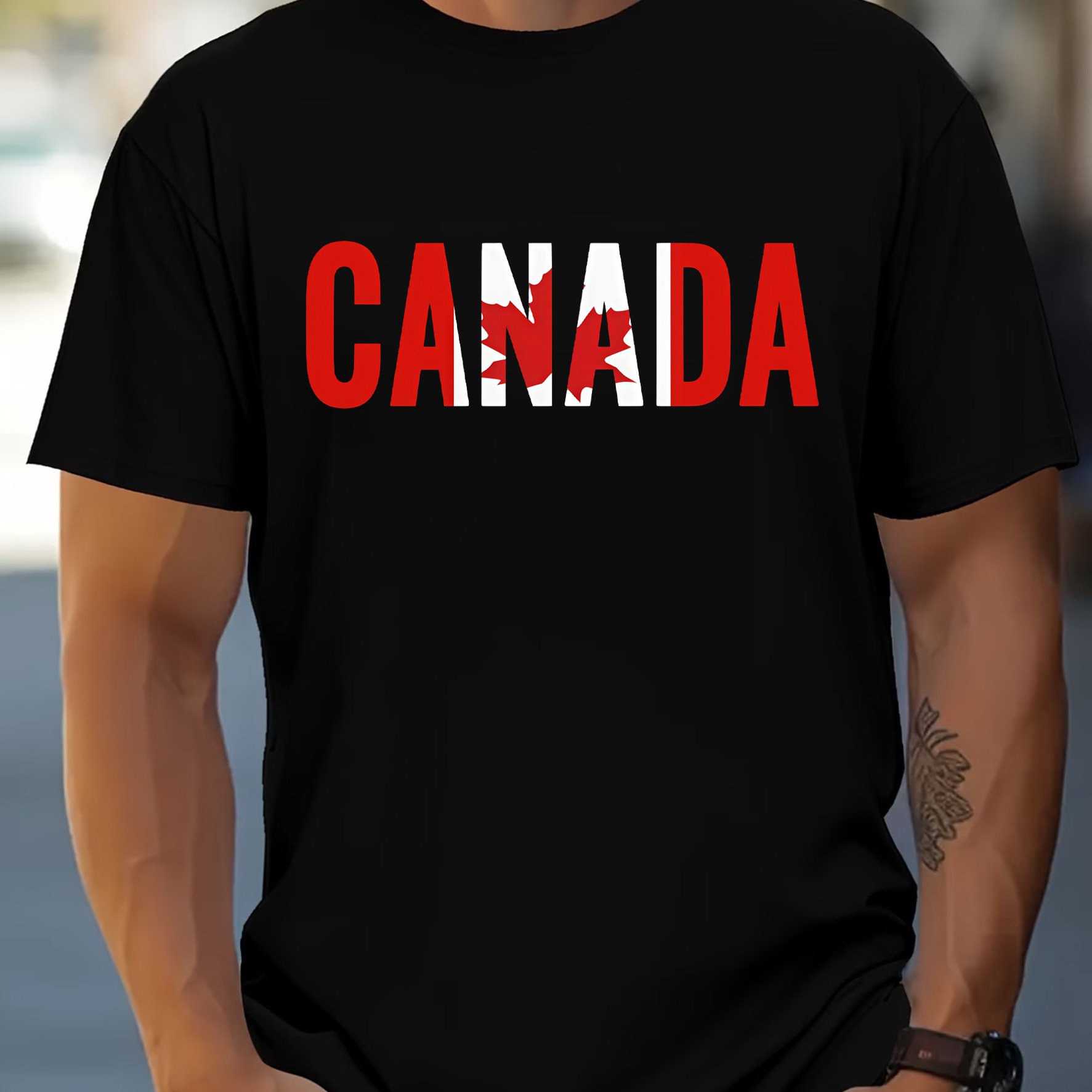 TEMU Men's Short-sleeve Shirt With A Canadian Theme! It Features 'canada' With Elements Integrated Text, Perfectly The Of National . This Item Is A