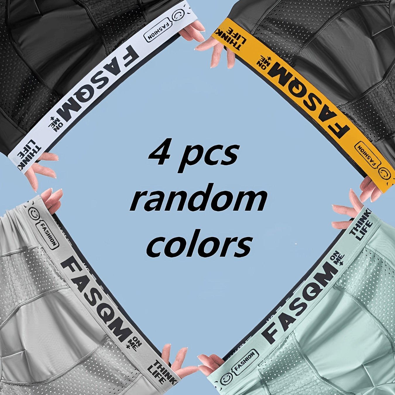 TEMU 4pcs Set Of Colored Mesh Underwear, Men's Flat Underwear, Comfortable And Breathable, Refreshing Summer, Full Of Elasticity, Very Durable,