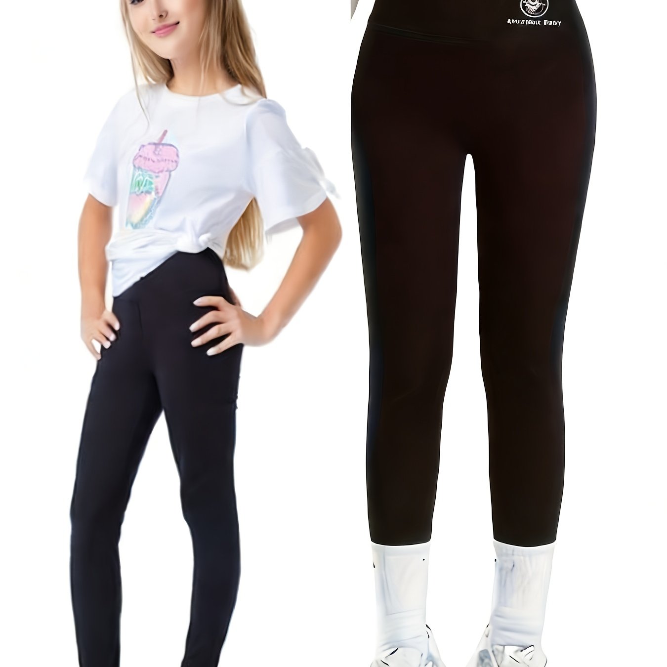 Image of Girls Stretchy Slim High Waist Leggings Yoga Pants For Outdoor Gift Gymnastics Running Sports