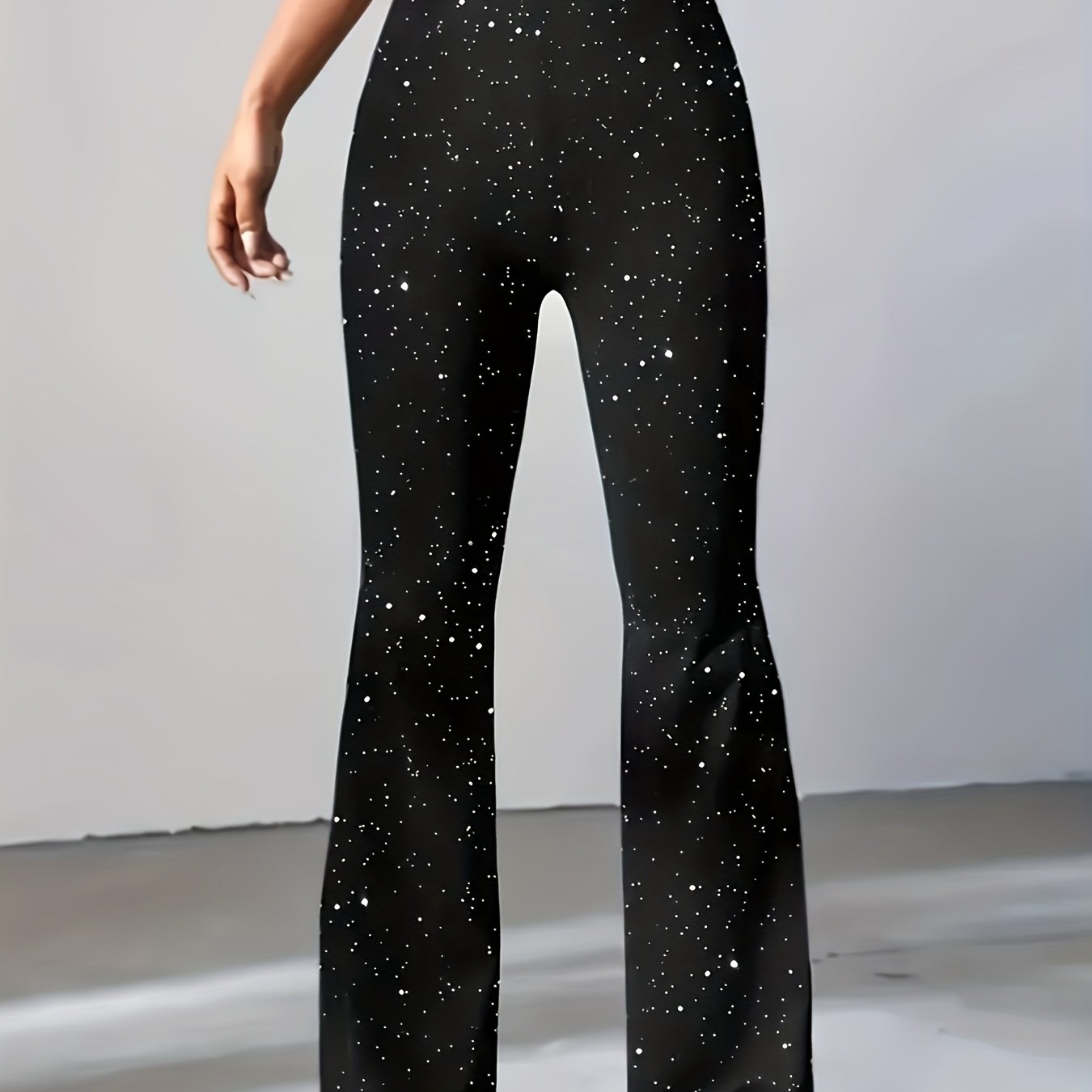 E-shop Damen-Mode-Schlaghose mit hoher Taille Stretch, Ganzjahres-Freizeithose mit Digitaldruck