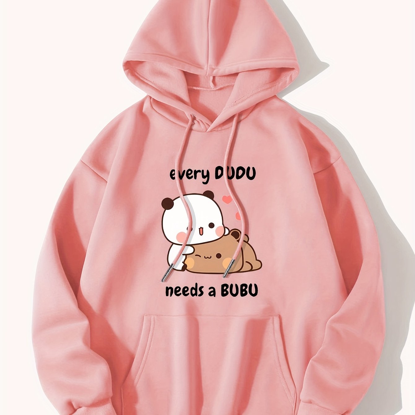 TEMU Women's Fashionable Hooded Sweater Bear Dudu Needs Letter And Pattern Printed Kangaroo Pocket Women's Sweatshirt Shirt Fall/winter Long-sleeve