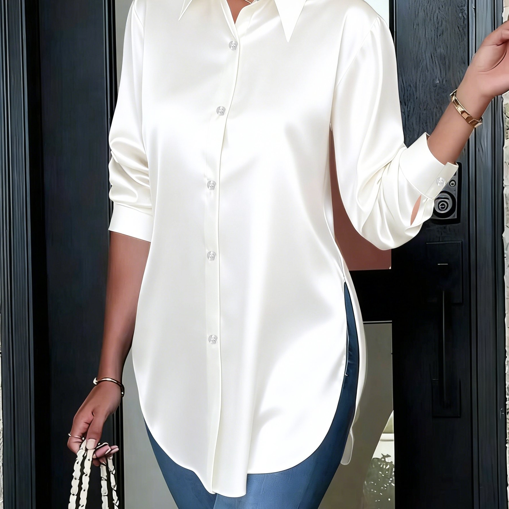 TEMU Elegant Collar Women's Blouse