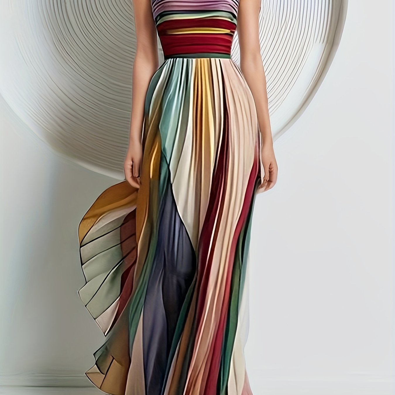 Temu – TEMU Popular Elegant Bandeau Dresses, Coming-of-age Dresses, Rainbow-colored Temperament Flowing Long Skirts
