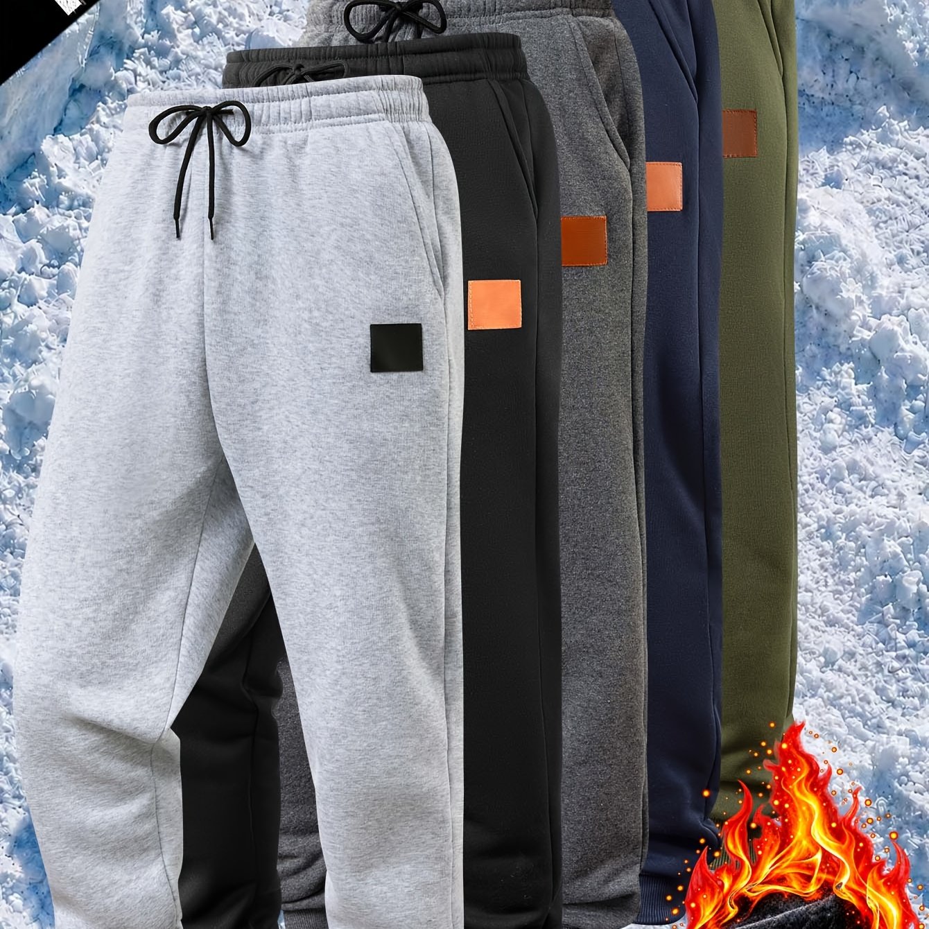 TEMU Pantalon pour Homme de Haute Qualité | Pantalon Thermique pour Homme avec Taille Élastique et Poches - Pantalon d'Hiver Épaissi Adapté pour de