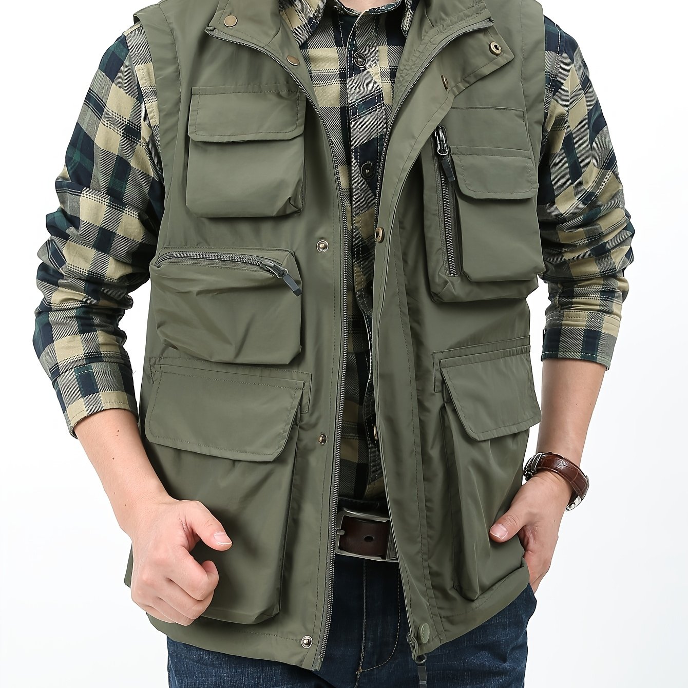 TEMU 2025 's Casual Summer Vest Multi-pocket Outdoor Climbing Vest Lightweight Fishing Vest