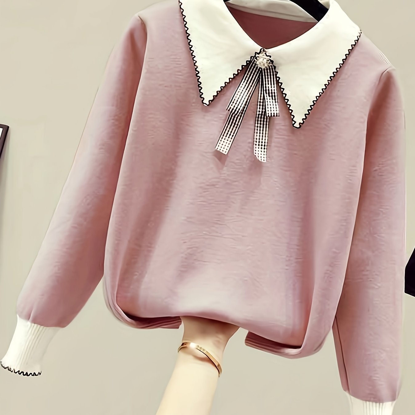 Long Sleeve Shirt Collar Sweater Spring Fall Elegant Casual - Temu