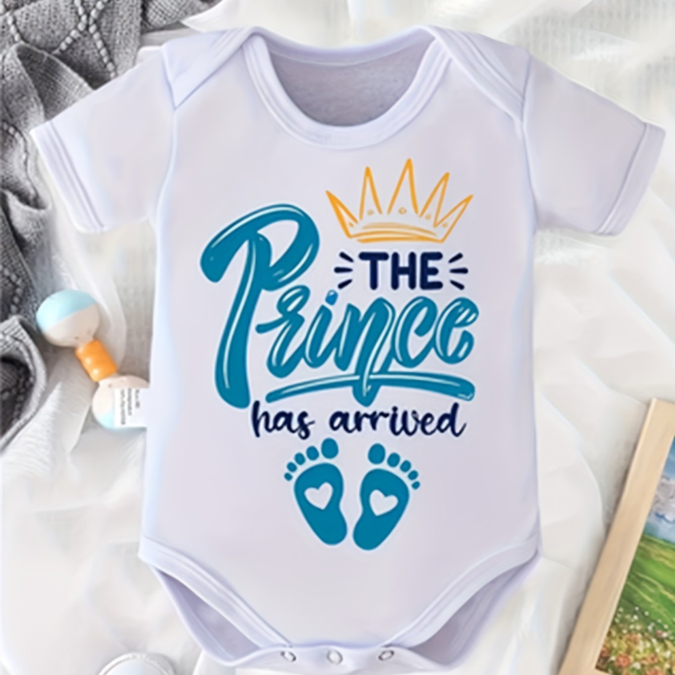 TEMU Has " Cute Letter Print Onesie - Soft Cotton, Short Sleeve, Crew Neck, Stretchy & Machine Washable - Summer, Outdoor Fun & Pregnancy Gifts,